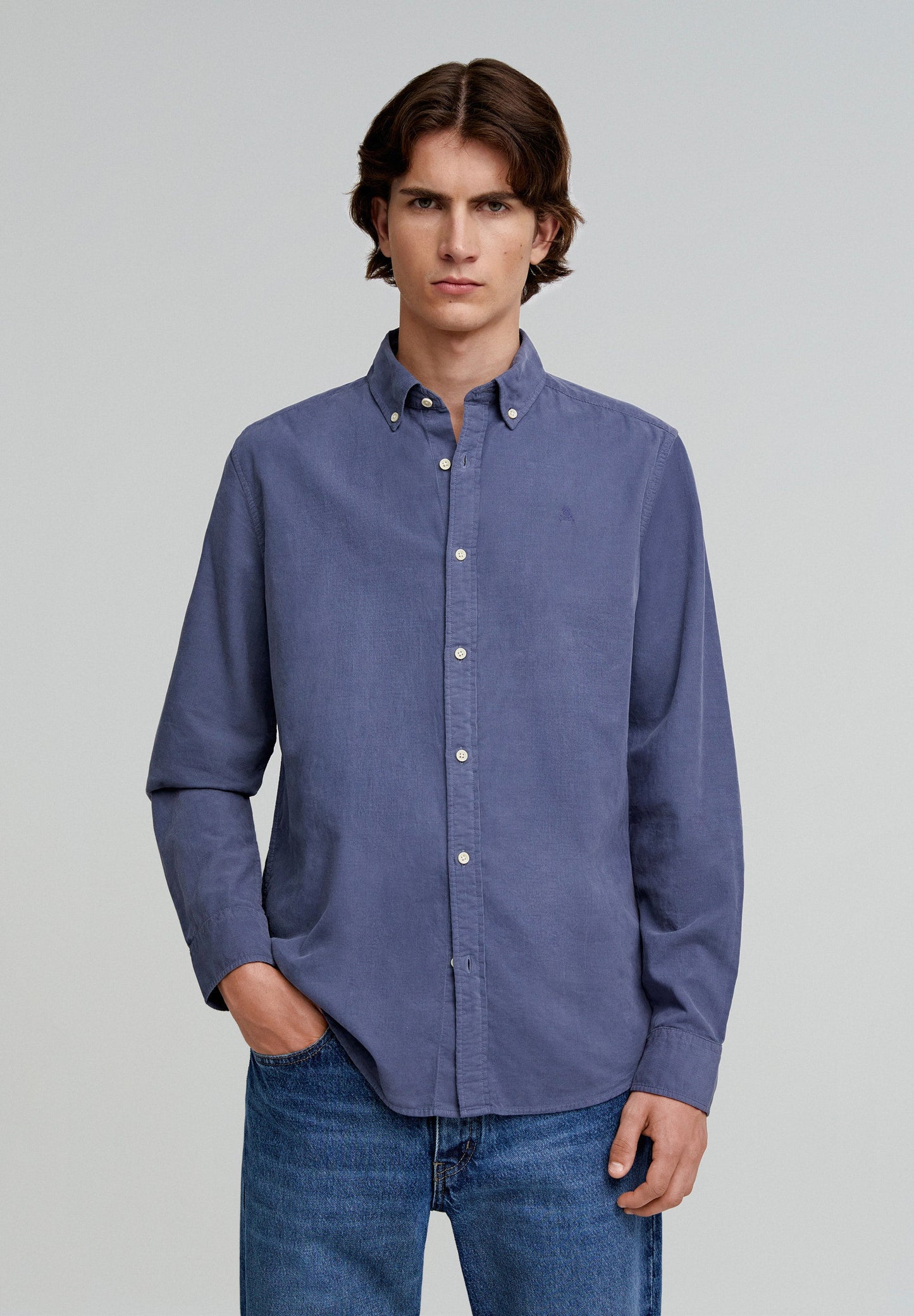 CORDUROY SHIRT WITH BUTTON-DOWN COLLAR