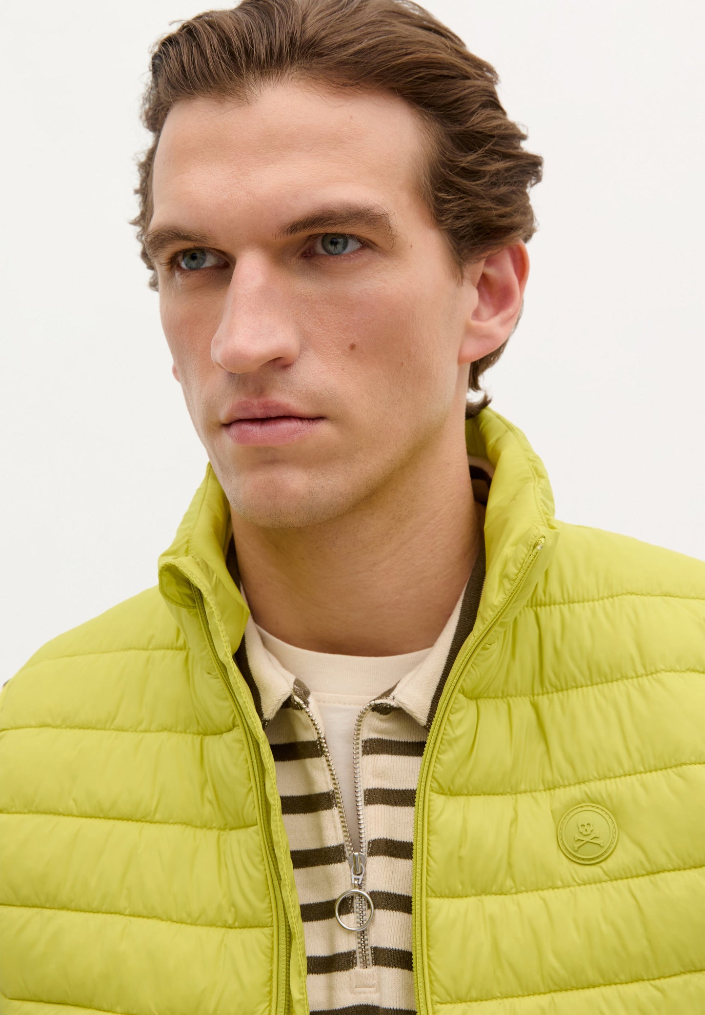 PUFFER GILET WITH SKULL PATCH