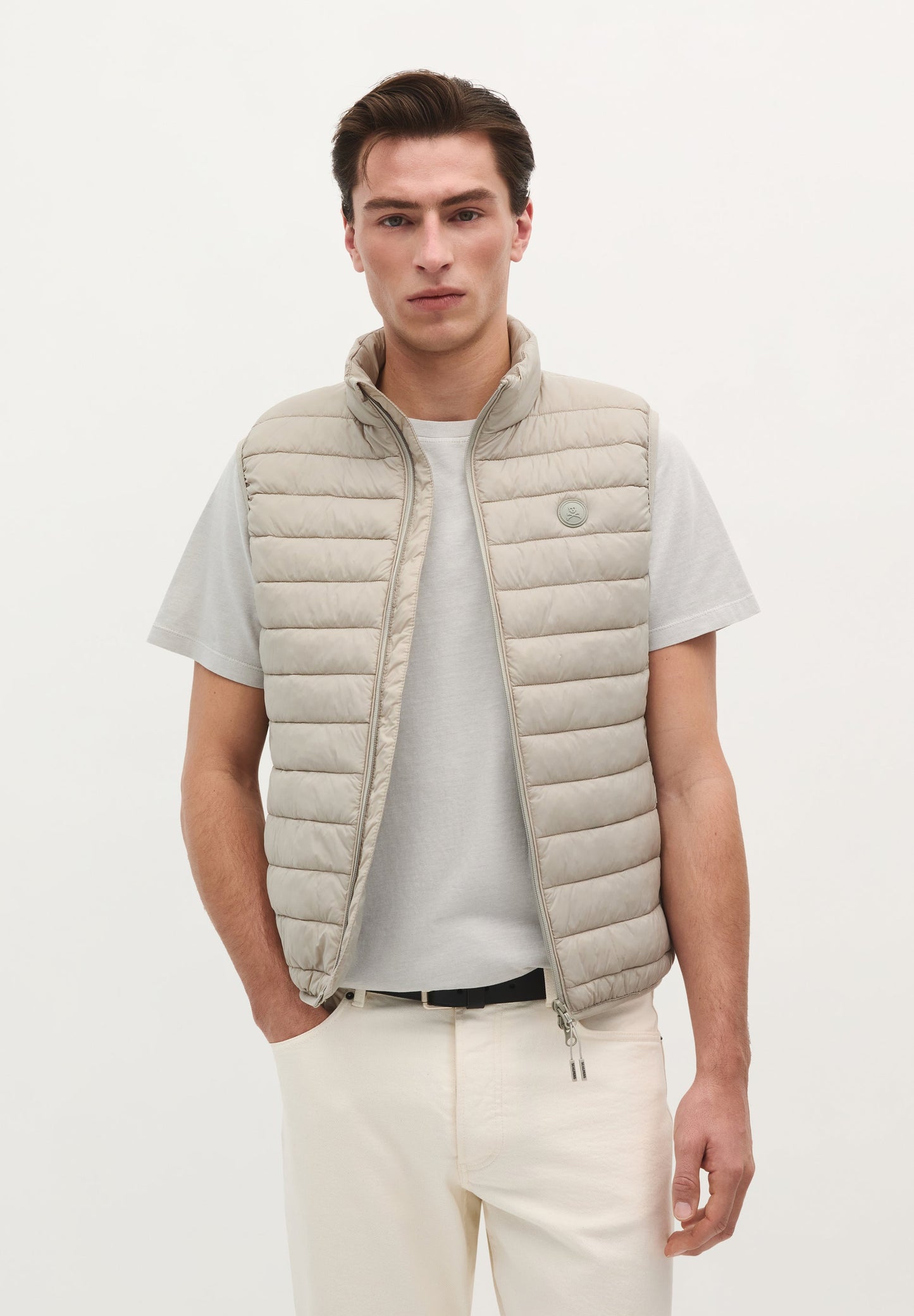 PUFFER GILET WITH SKULL PATCH