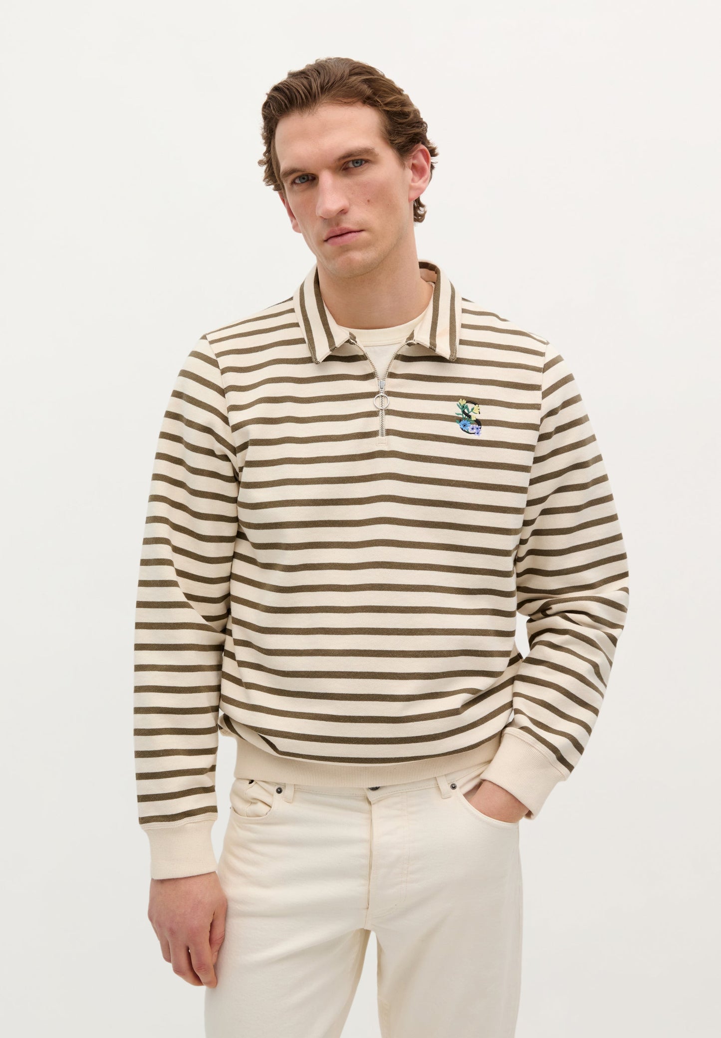 STRIPED SWEATSHIRT WITH ZIP