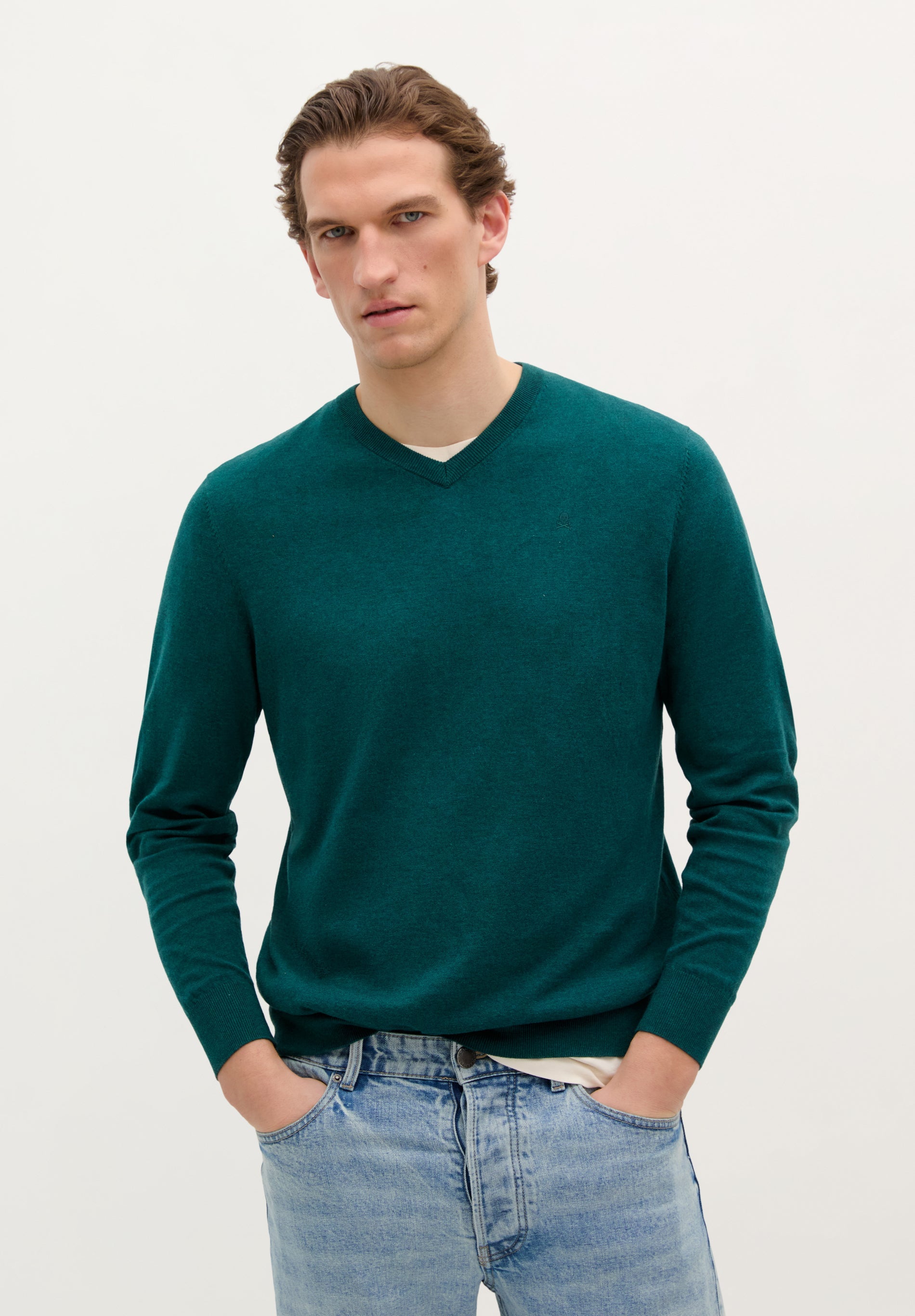 V-NECK SWEATER WITH SKULL