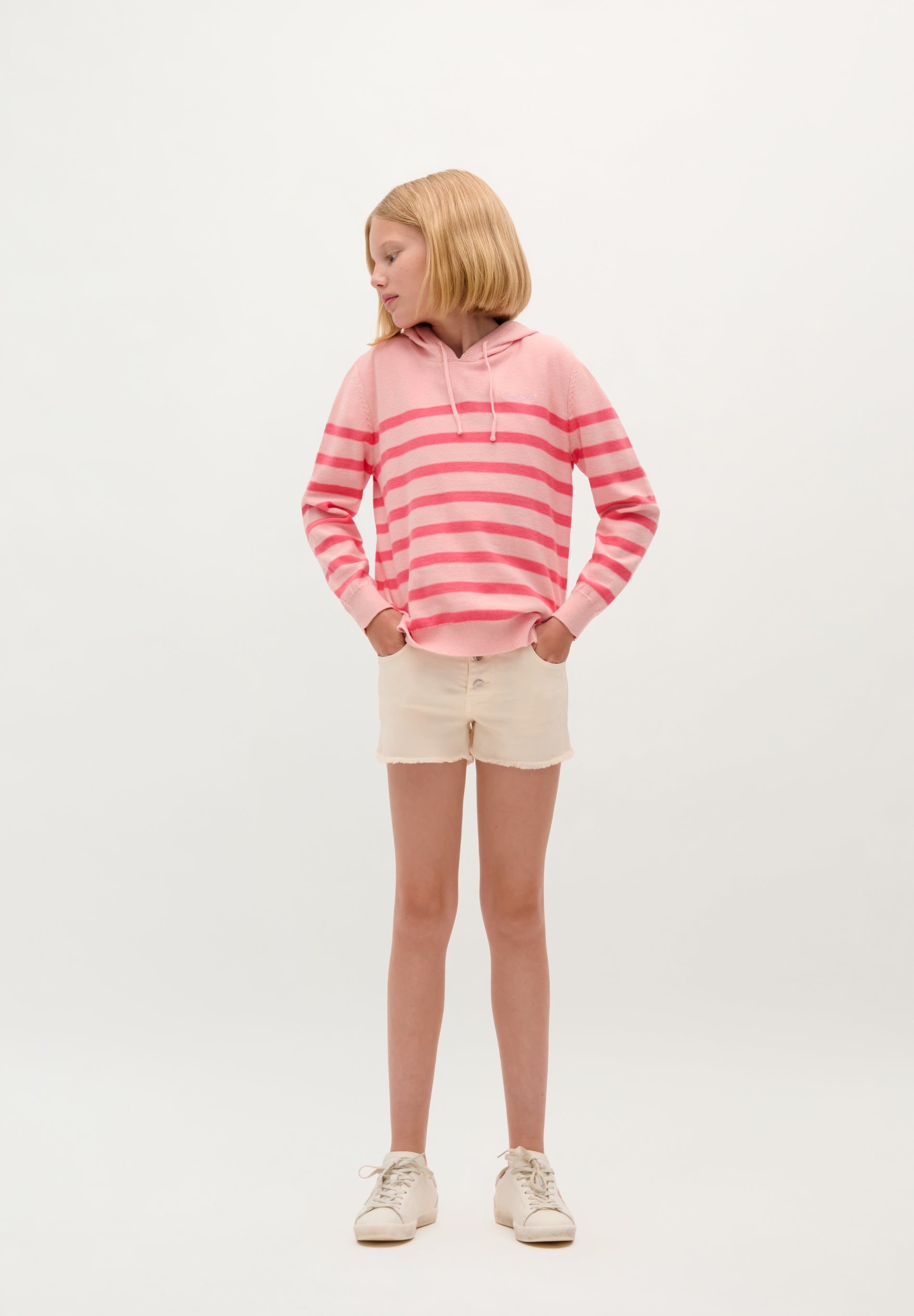 STRIPED KNIT HOODIE
