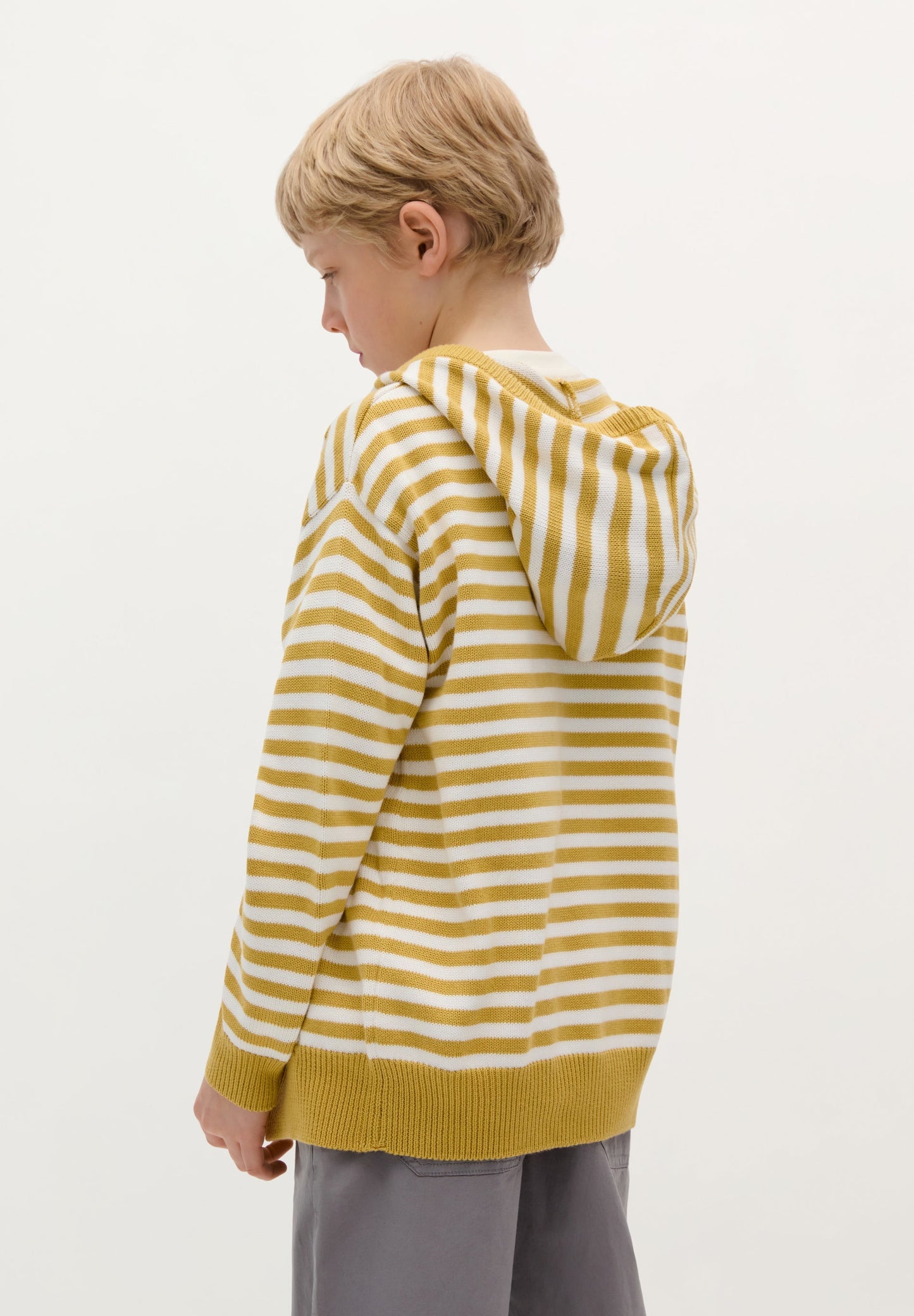 STRIPED KNIT HOODIE WITH ZIP