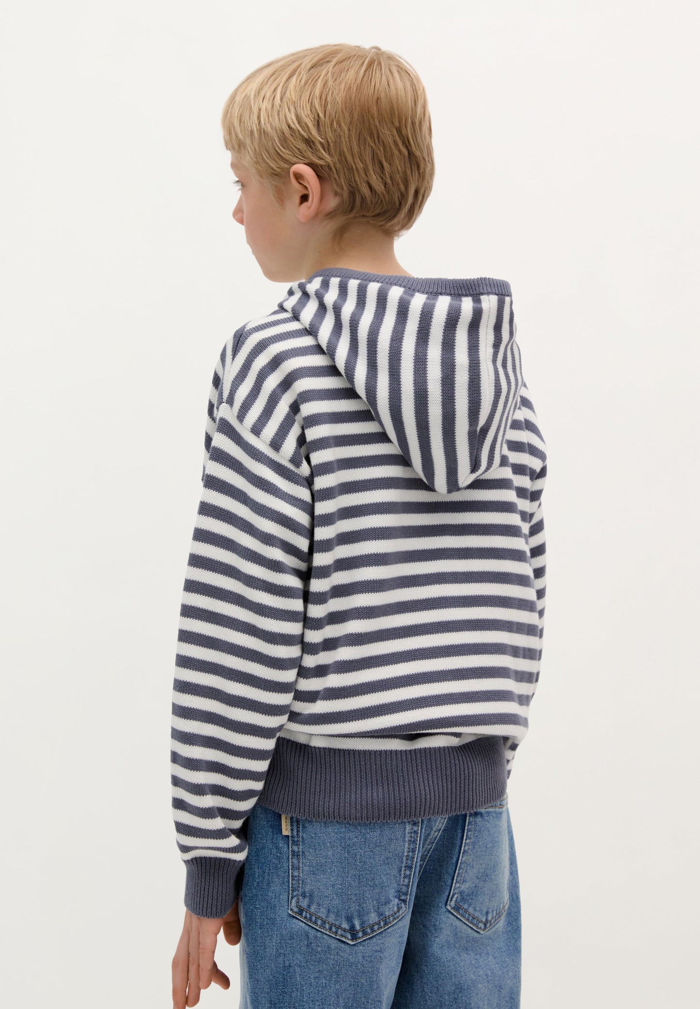 STRIPED KNIT HOODIE WITH ZIP
