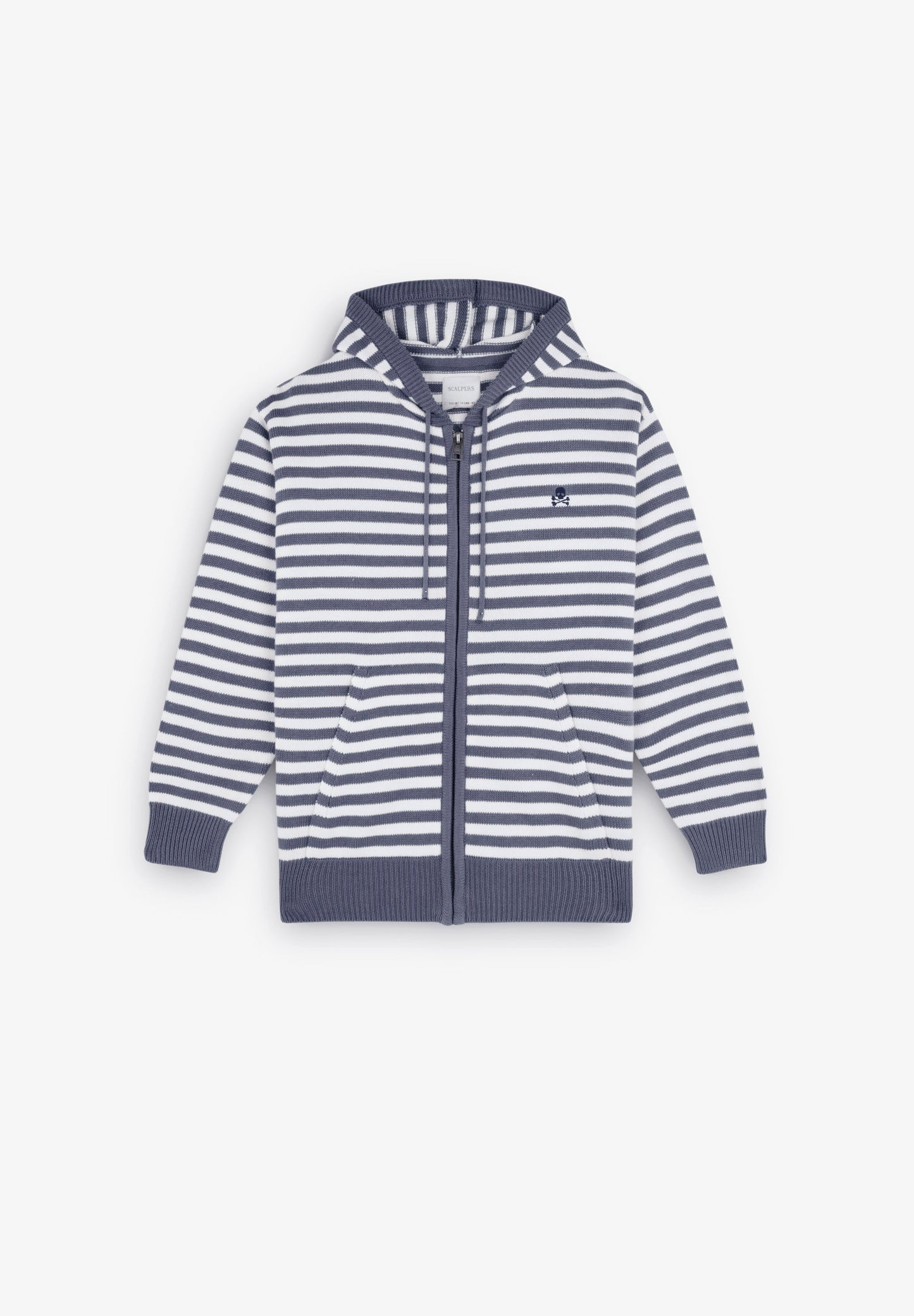 STRIPED KNIT HOODIE WITH ZIP