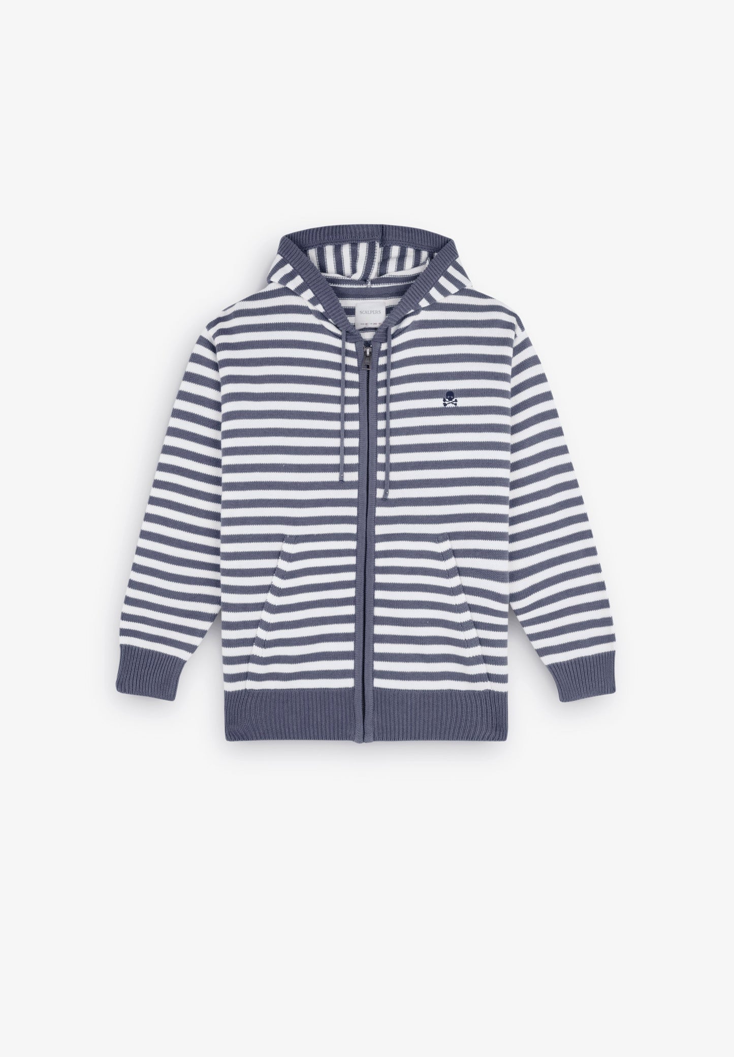 STRIPED KNIT HOODIE WITH ZIP