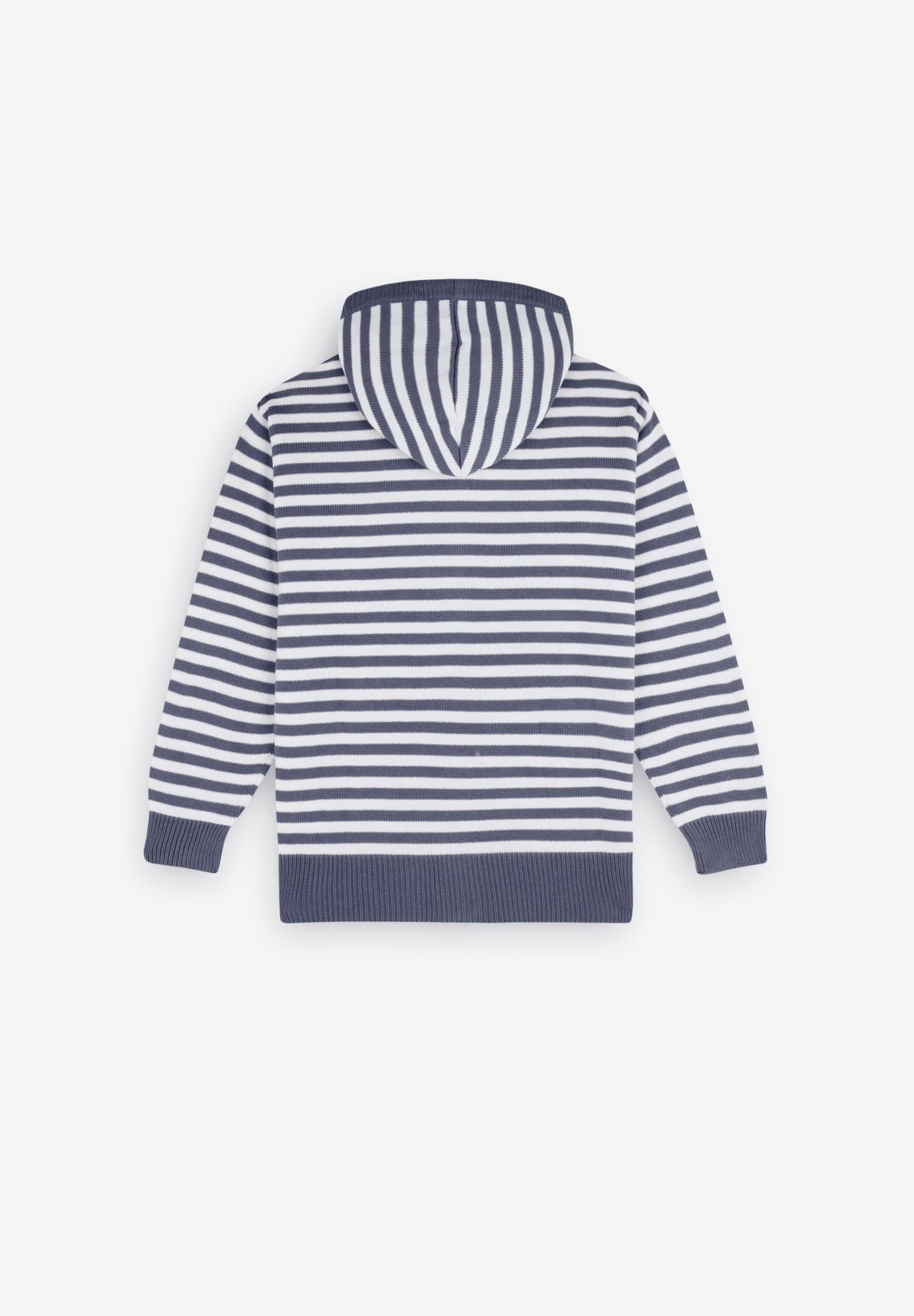STRIPED KNIT HOODIE WITH ZIP