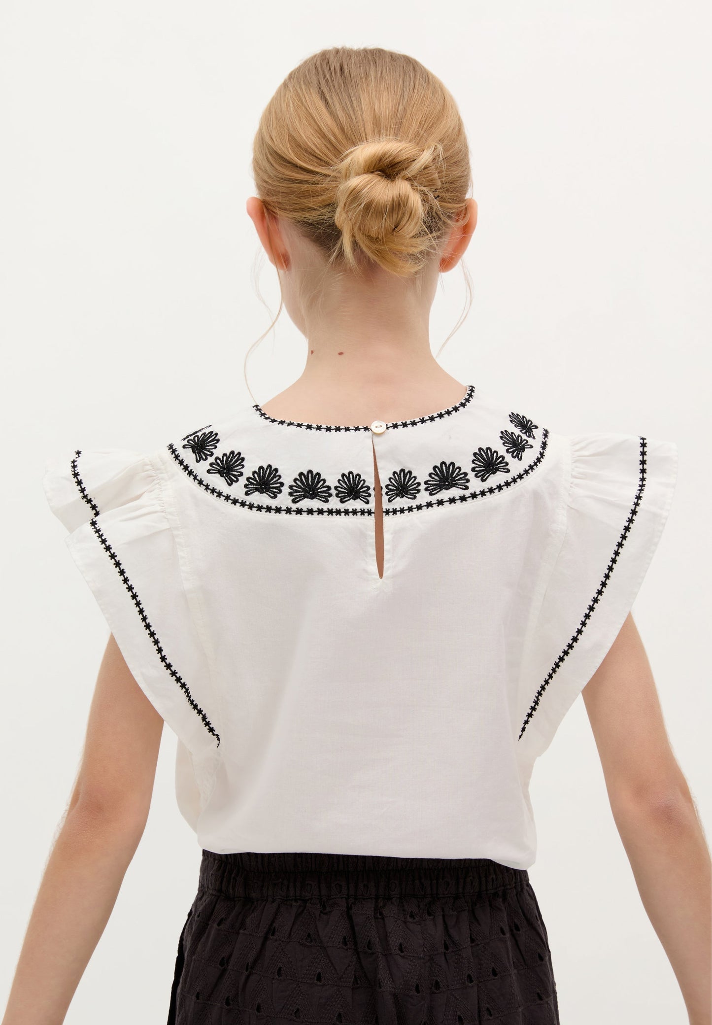 BLOUSE WITH EMBROIDERED RUFFLES