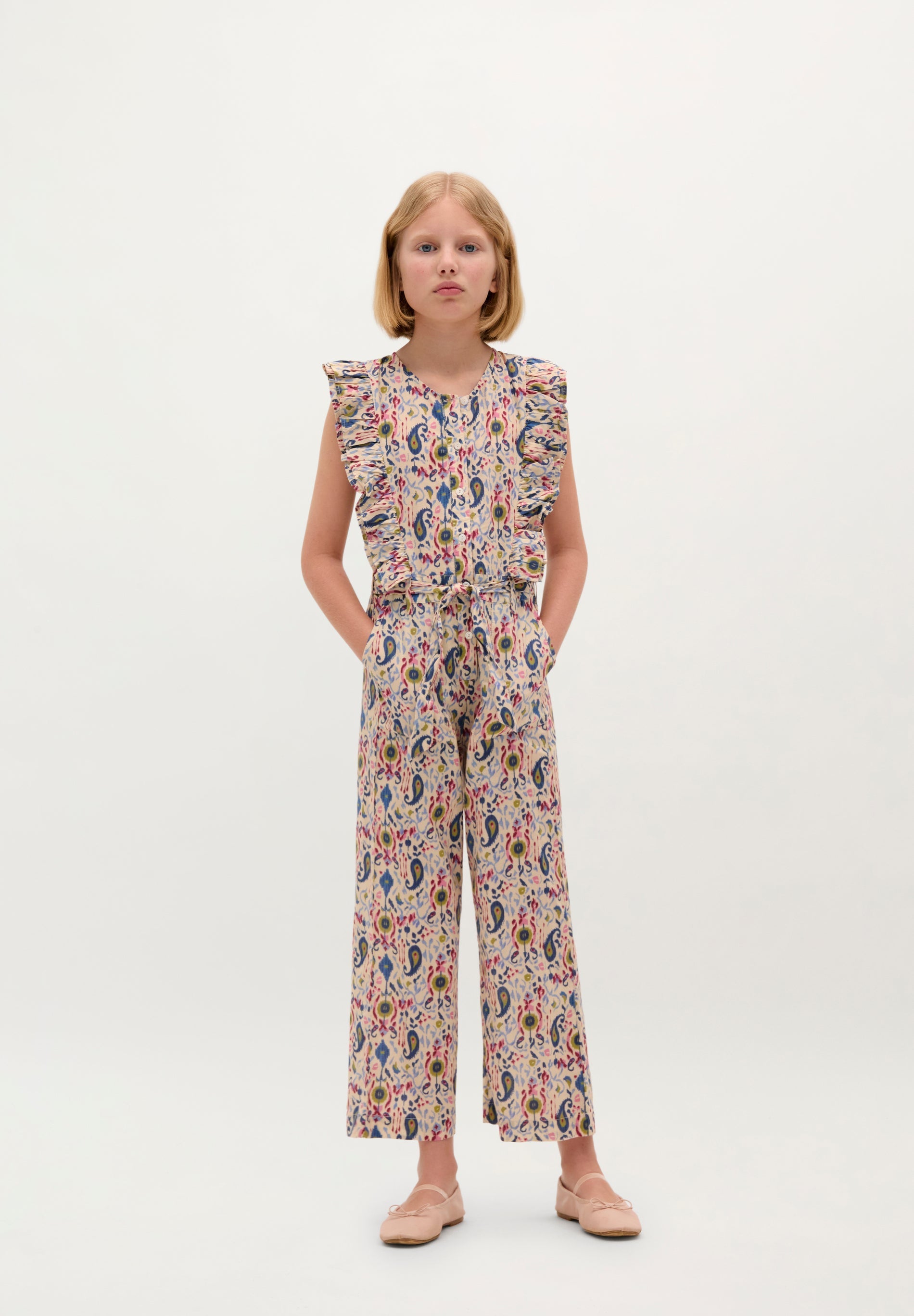 PRINTED JUMPSUIT WITH RUFFLE