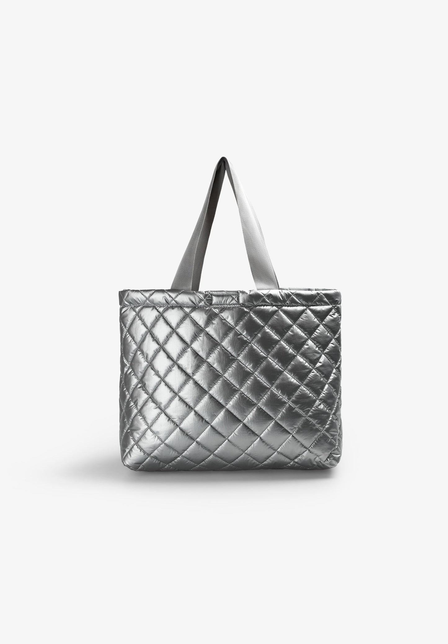 QUILTED METALLIC TOTE BAG