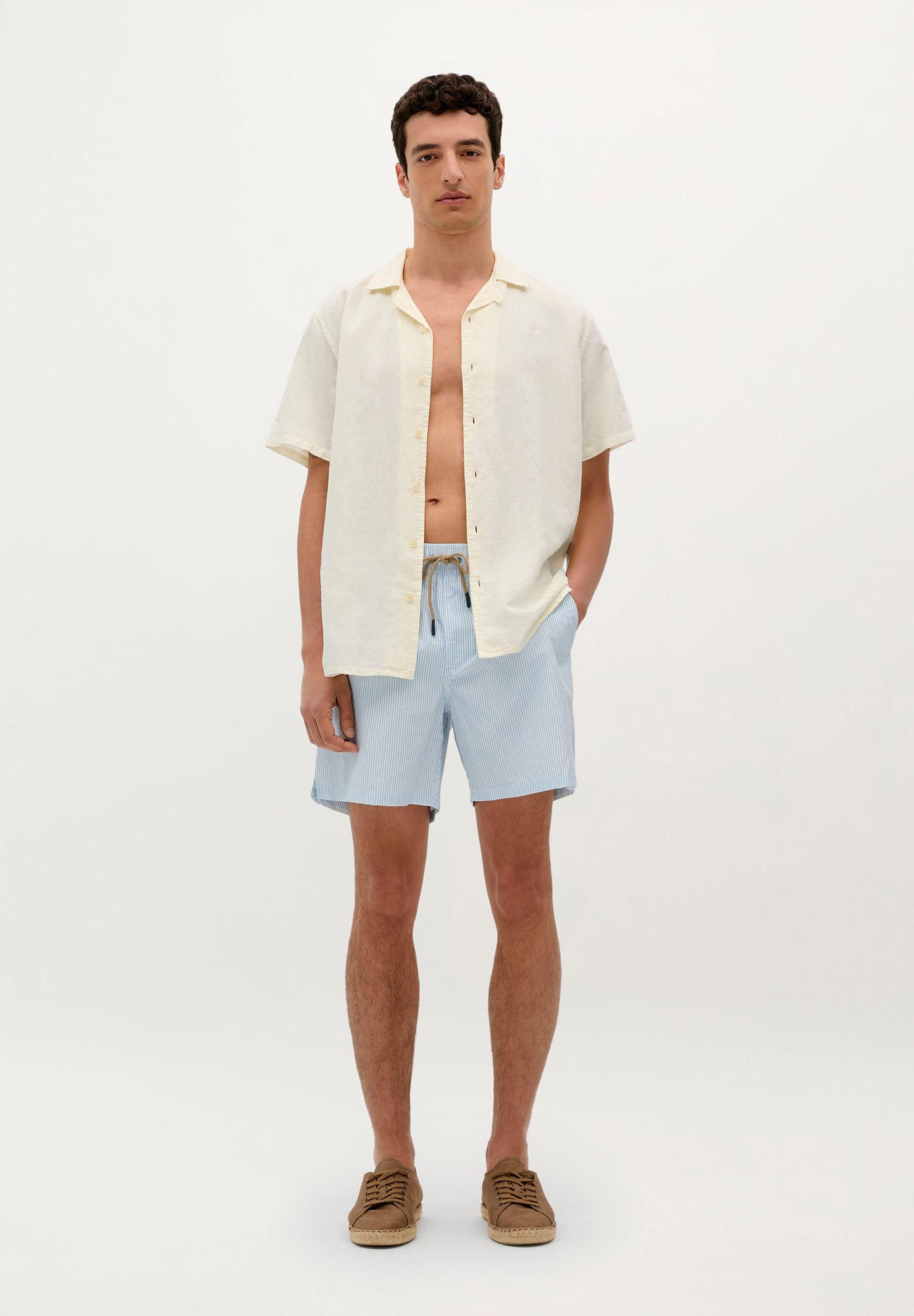 STRIPE PRINT SWIMMING TRUNKS