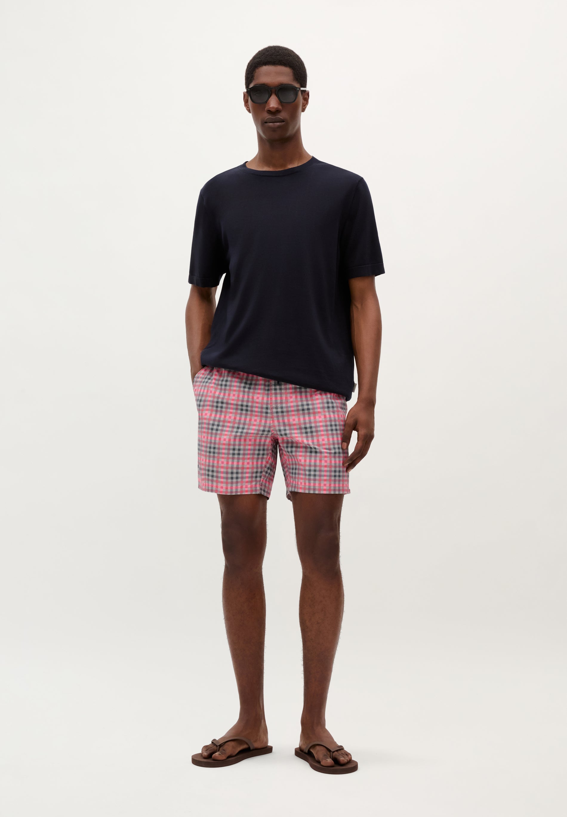 TARTAN PRINT SWIMMING TRUNKS