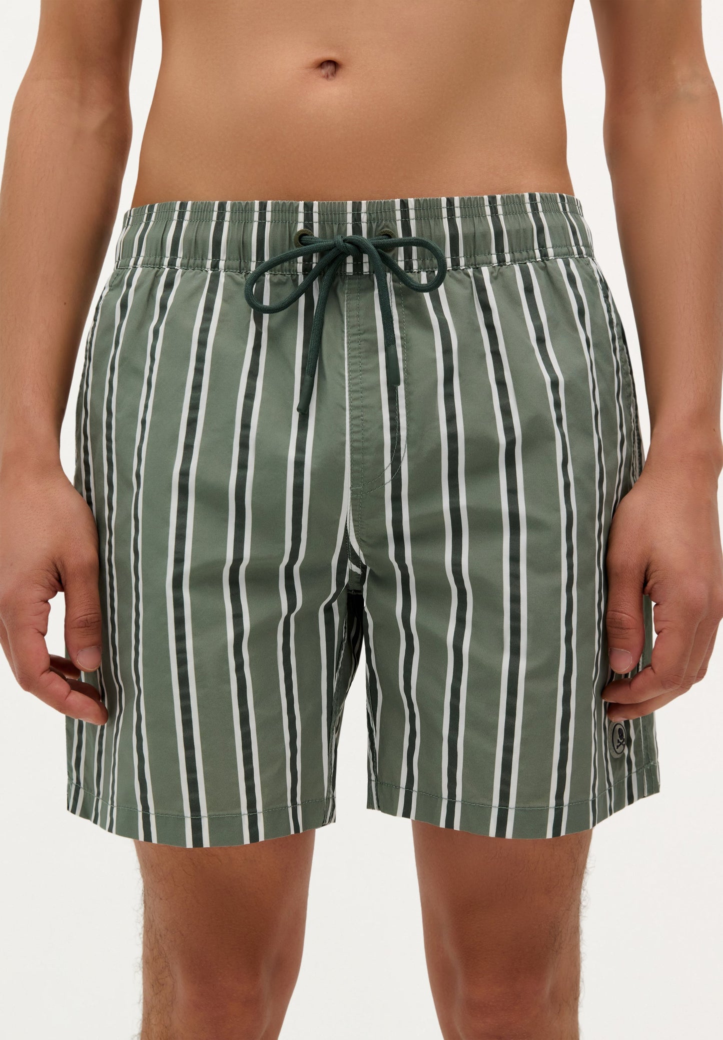 TWO-TONE STRIPE SWIMMING TRUNKS