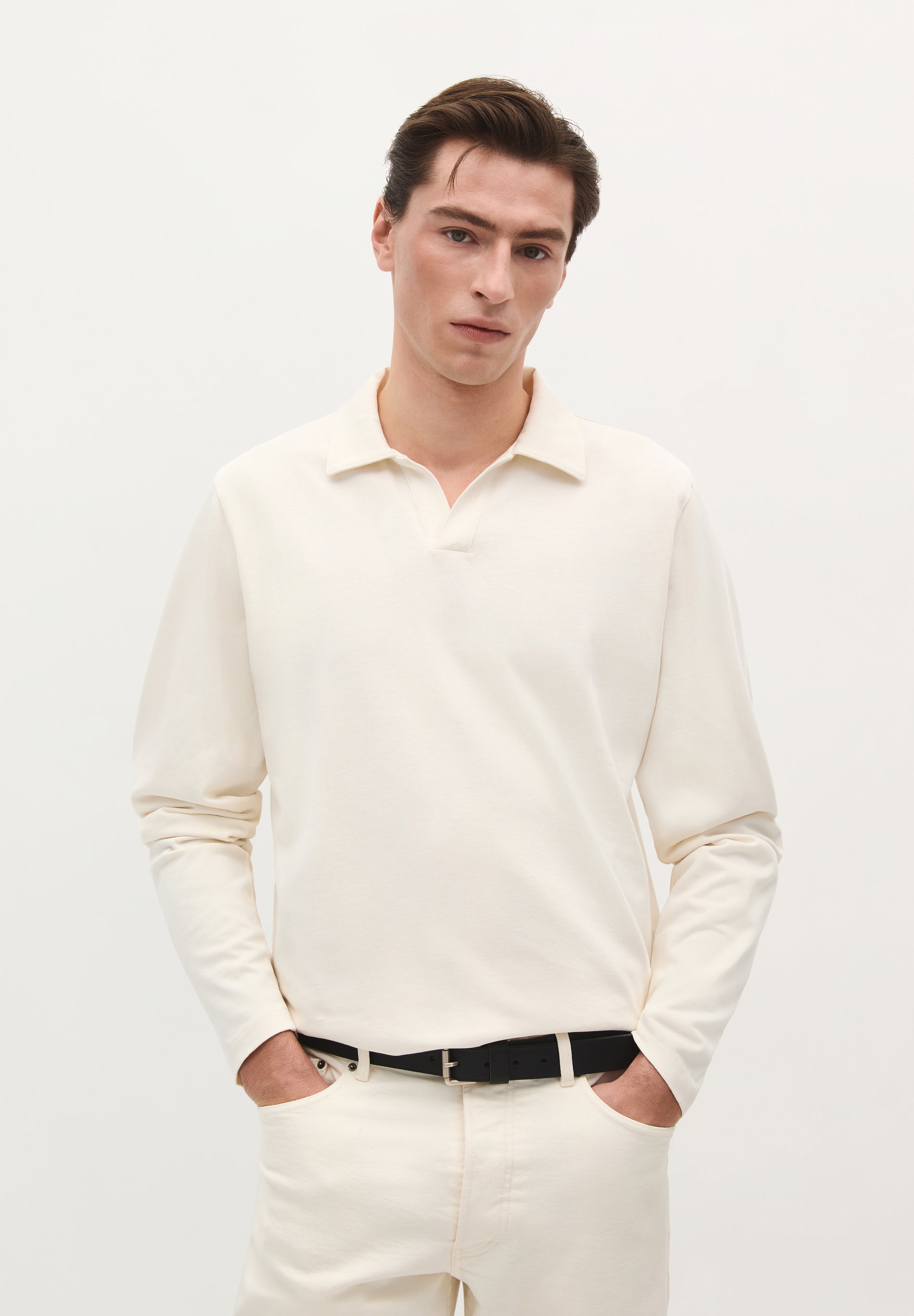 LONG SLEEVE POLO SHIRT WITH SOFT FABRIC