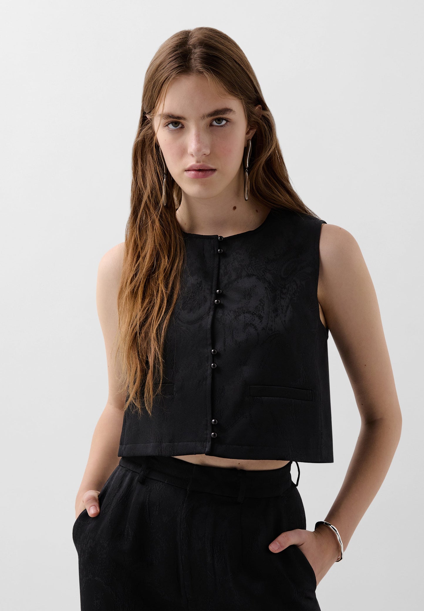 CROPPED JACQUARD WAISTCOAT