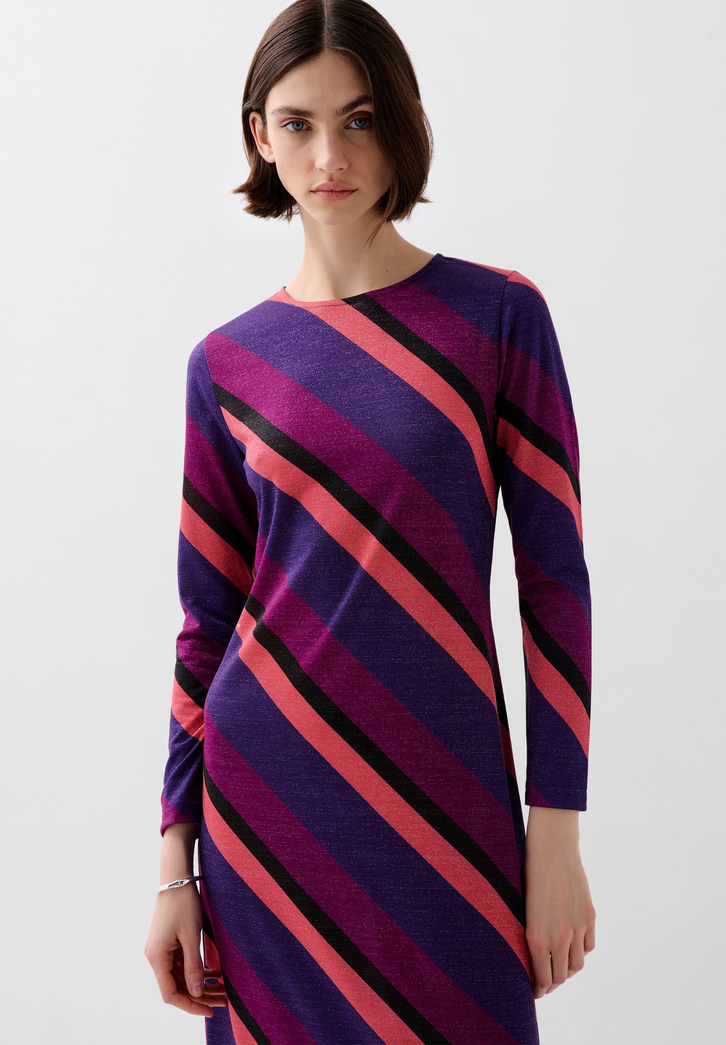 STRIPED DRESS WITH LUREX