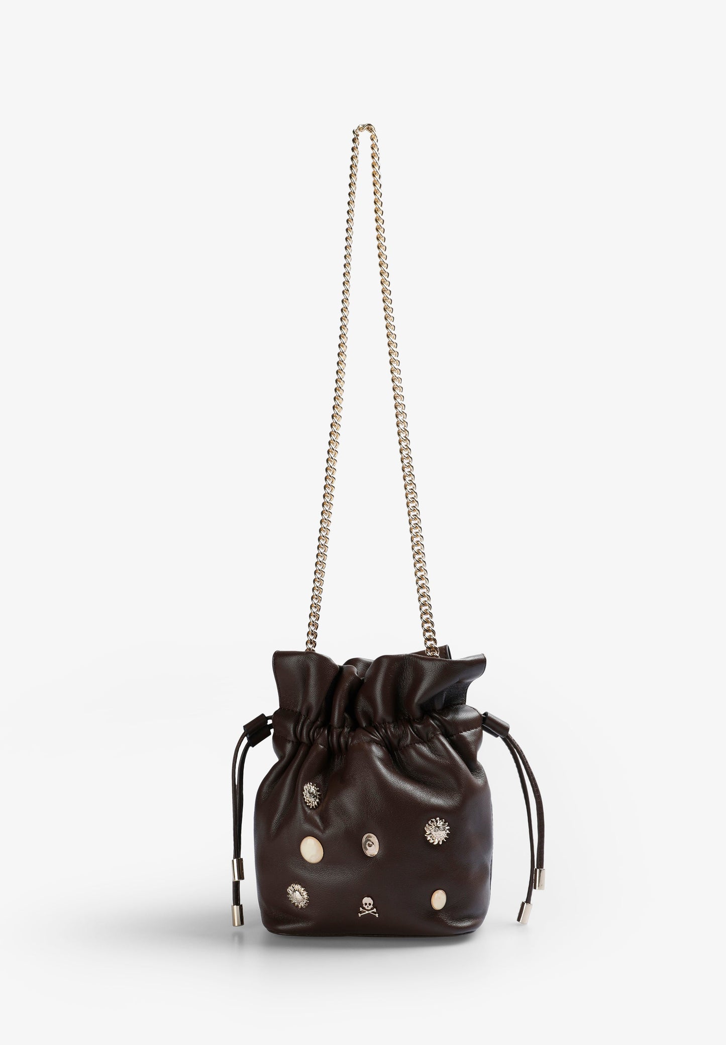 LEATHER BUCKET BAG WITH STUDS