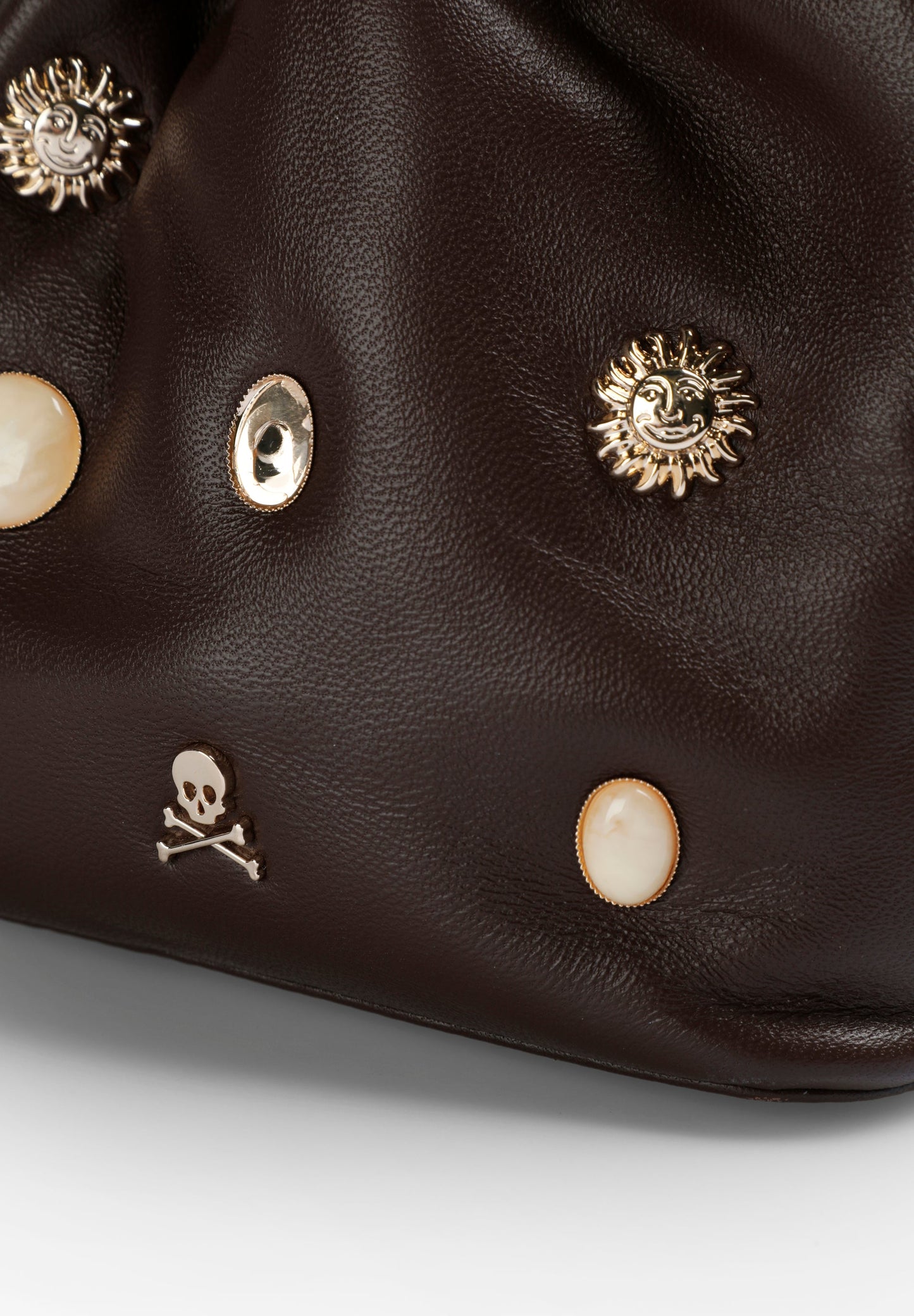 LEATHER BUCKET BAG WITH STUDS