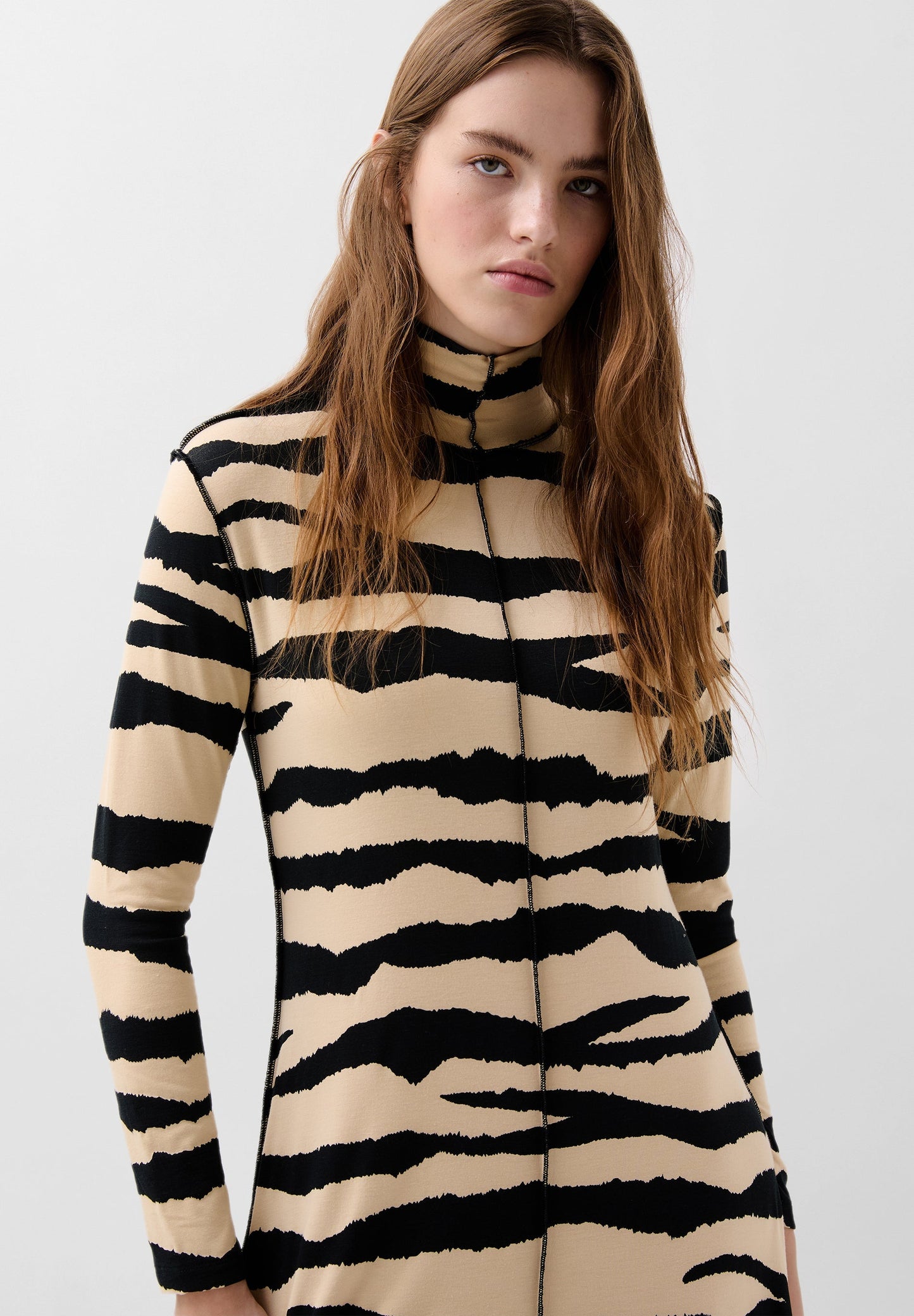 FINE KNIT ZEBRA PRINT DRESS