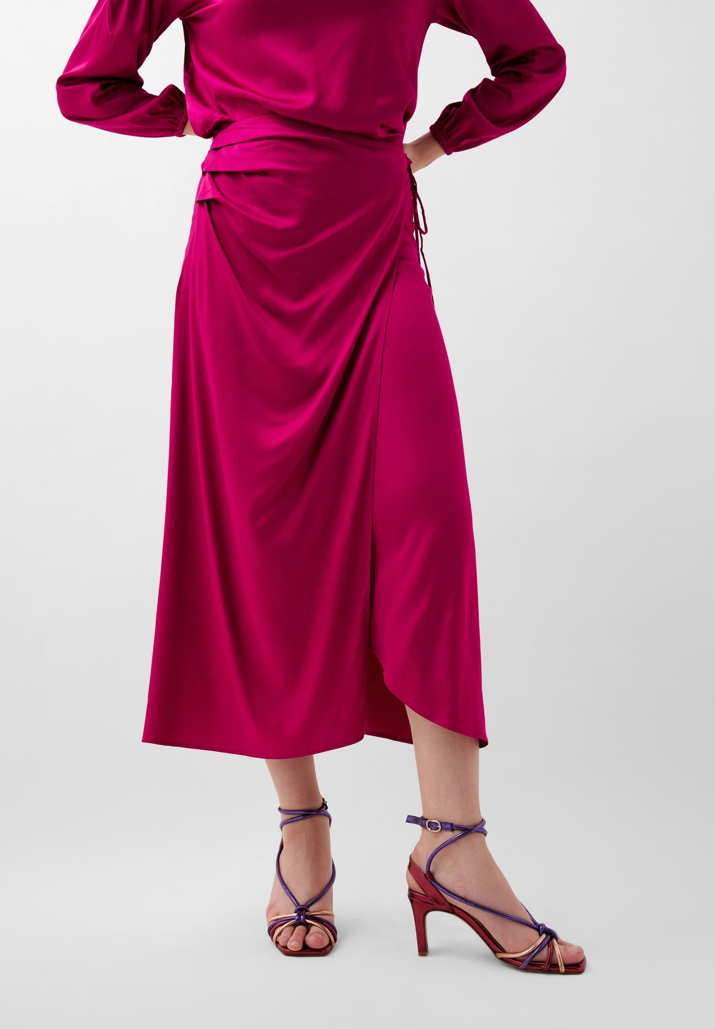 SATIN MIDI SARONG SKIRT