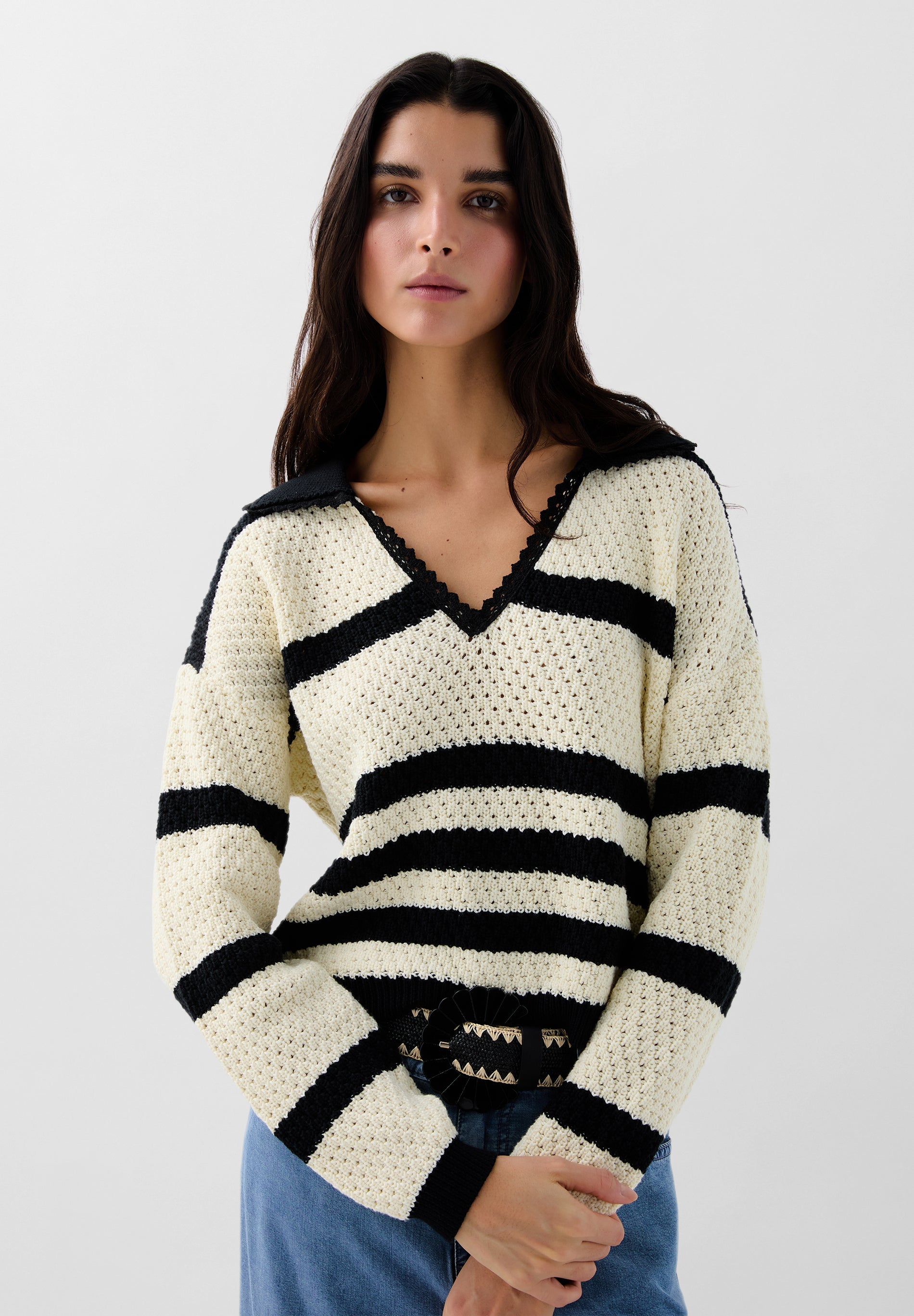 STRIPED CROCHET SWEATER