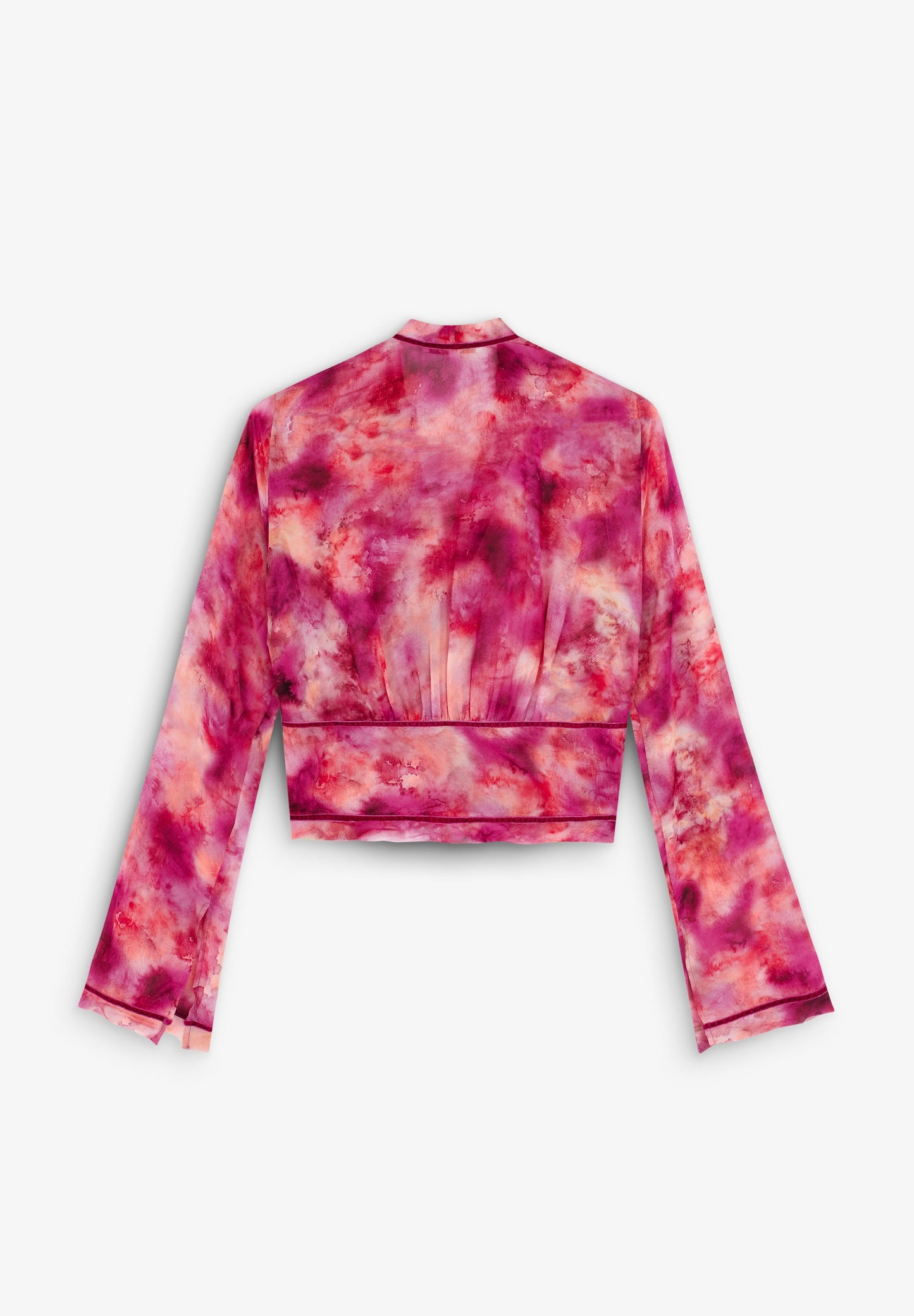TIE-DYE VELVET TRIM BLOUSE