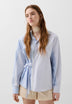 CONTRAST STRIPED TIE FRONT SHIRT