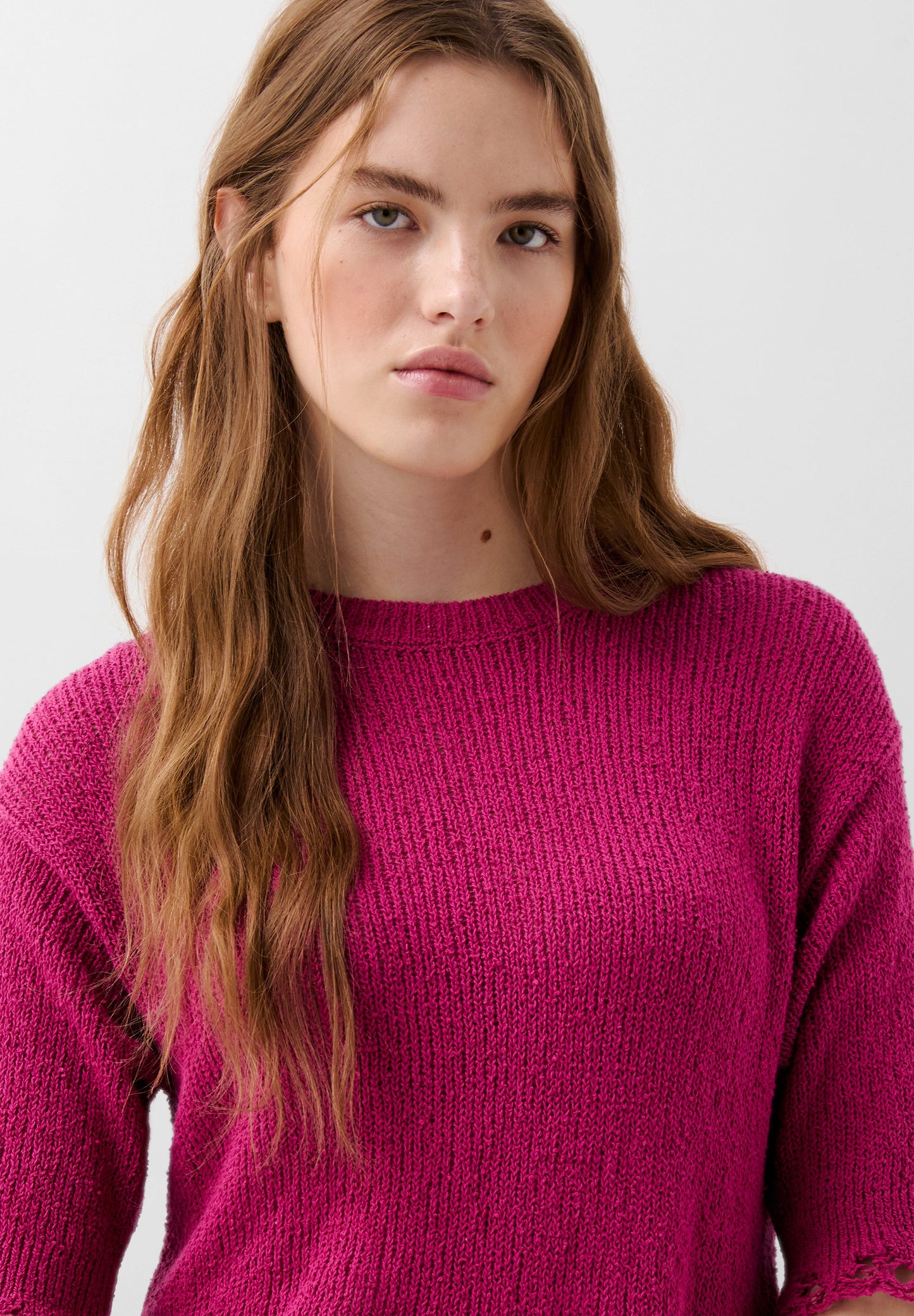 CROPPED SWEATER WITH TRIM DETAIL