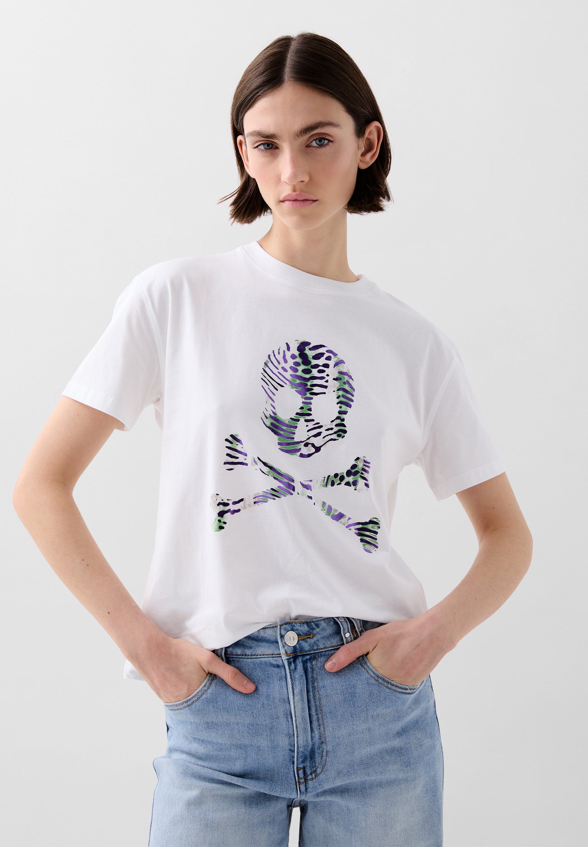 ANIMAL PRINT SKULL T-SHIRT