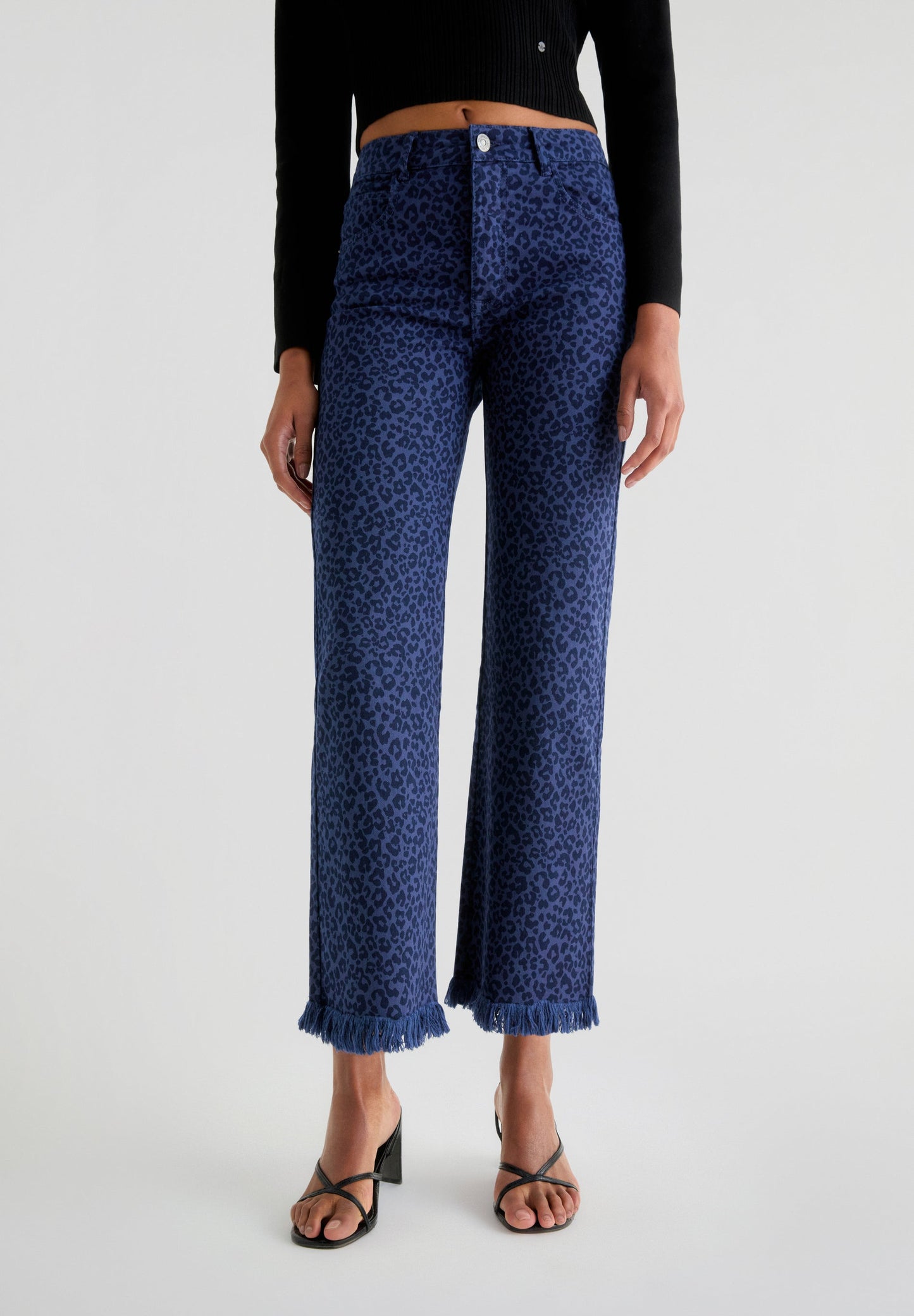 ANIMAL PRINT TROUSERS WITH FRINGING