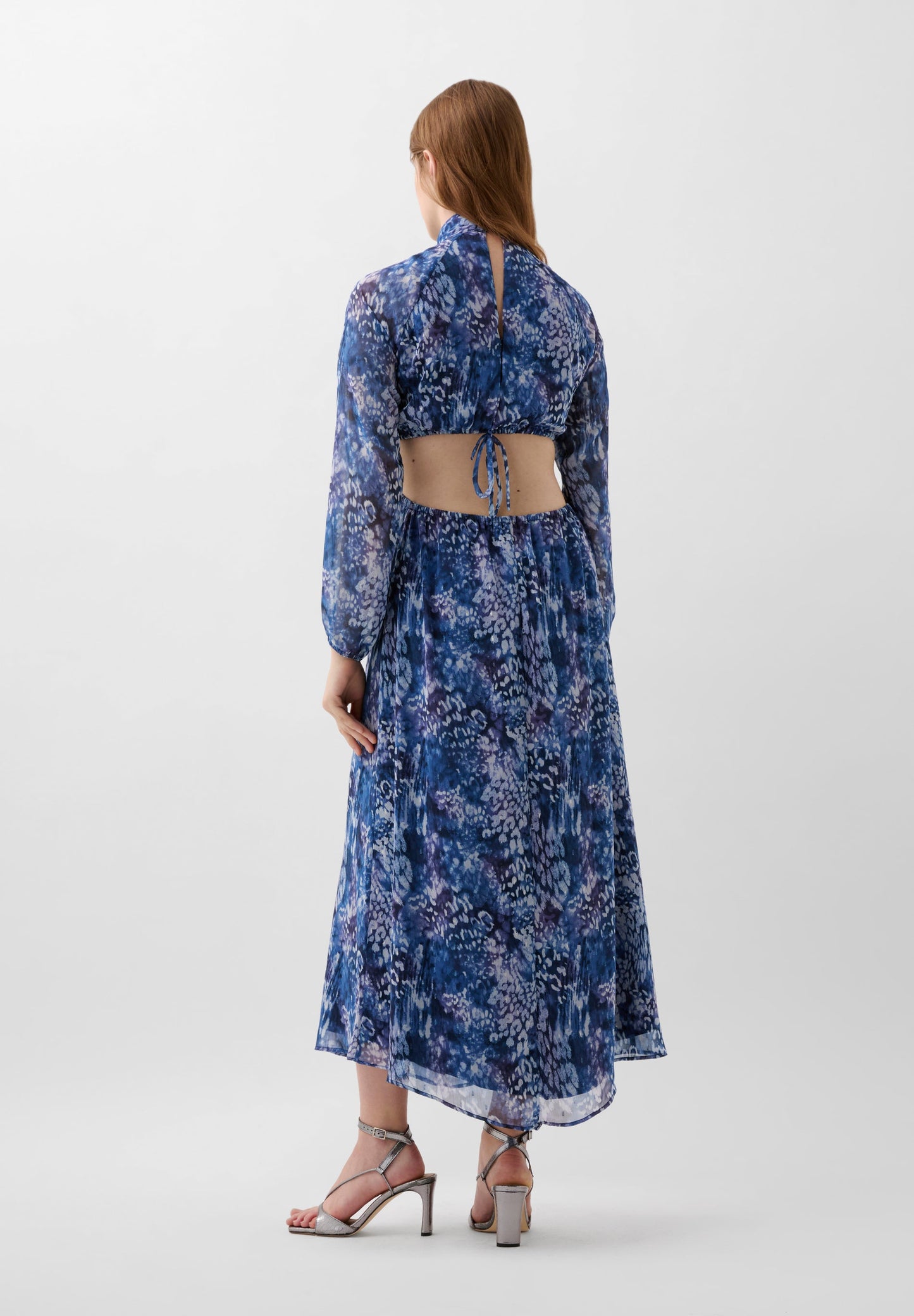 PRINTED MIDI DRESS WITH OPENINGS