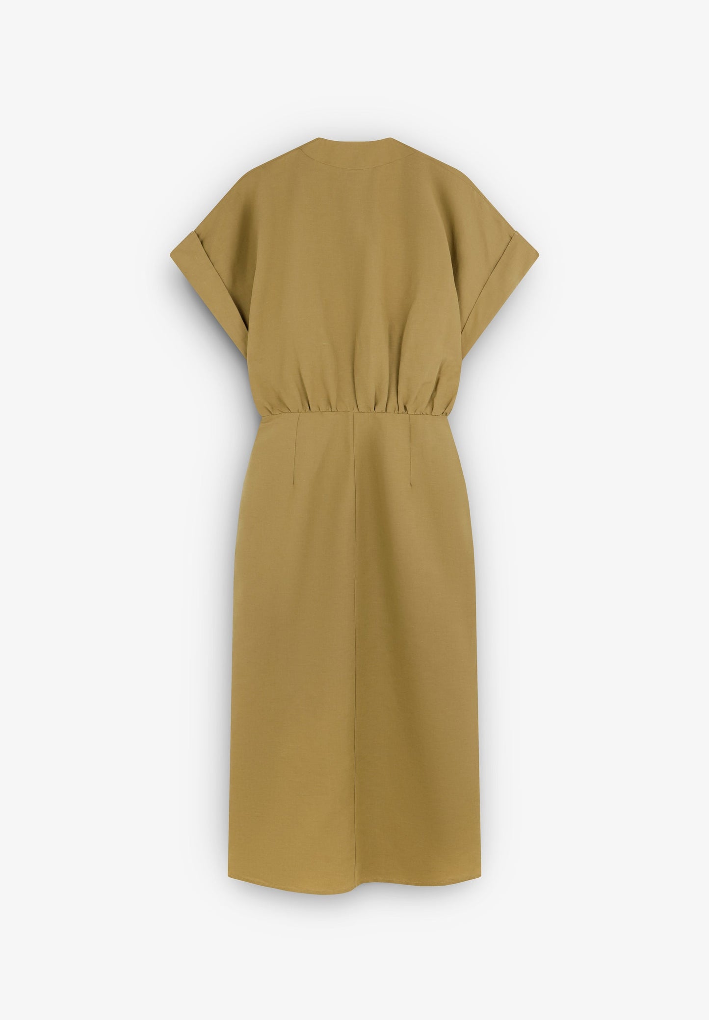 GATHERED LINEN DRESS