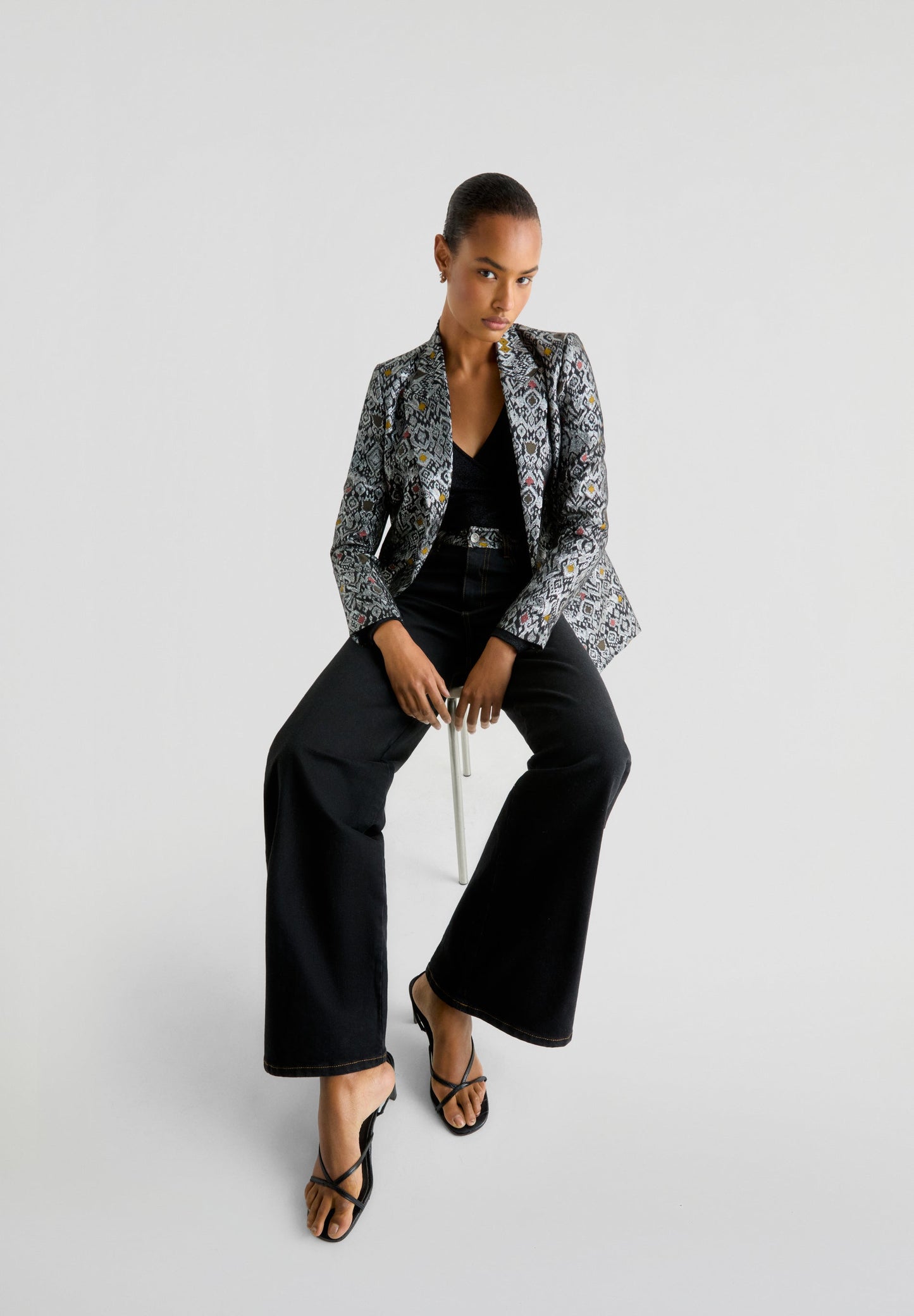 METALLIC JACQUARD BLAZER