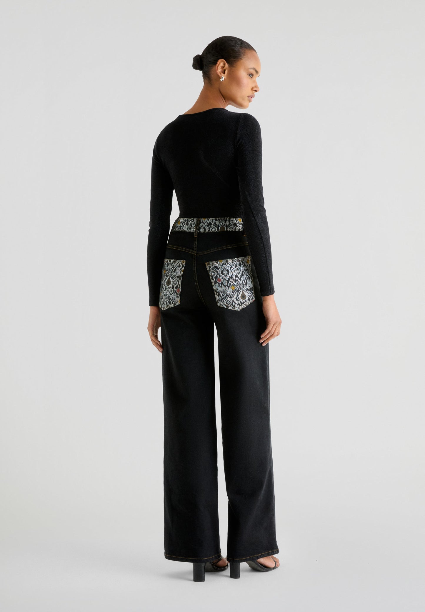 FULL LENGTH FLARED JACQUARD JEANS