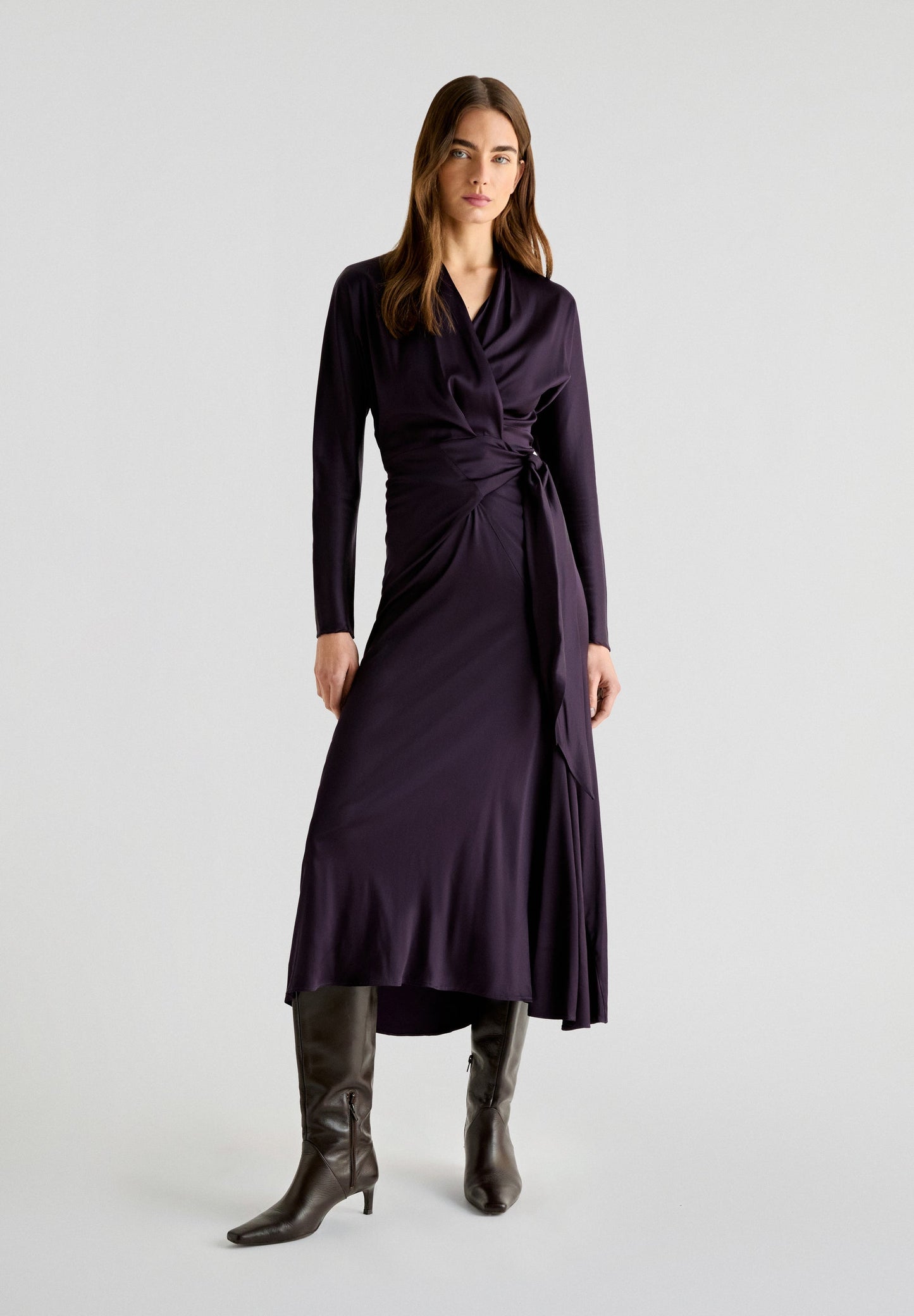 SATIN WRAP DRESS