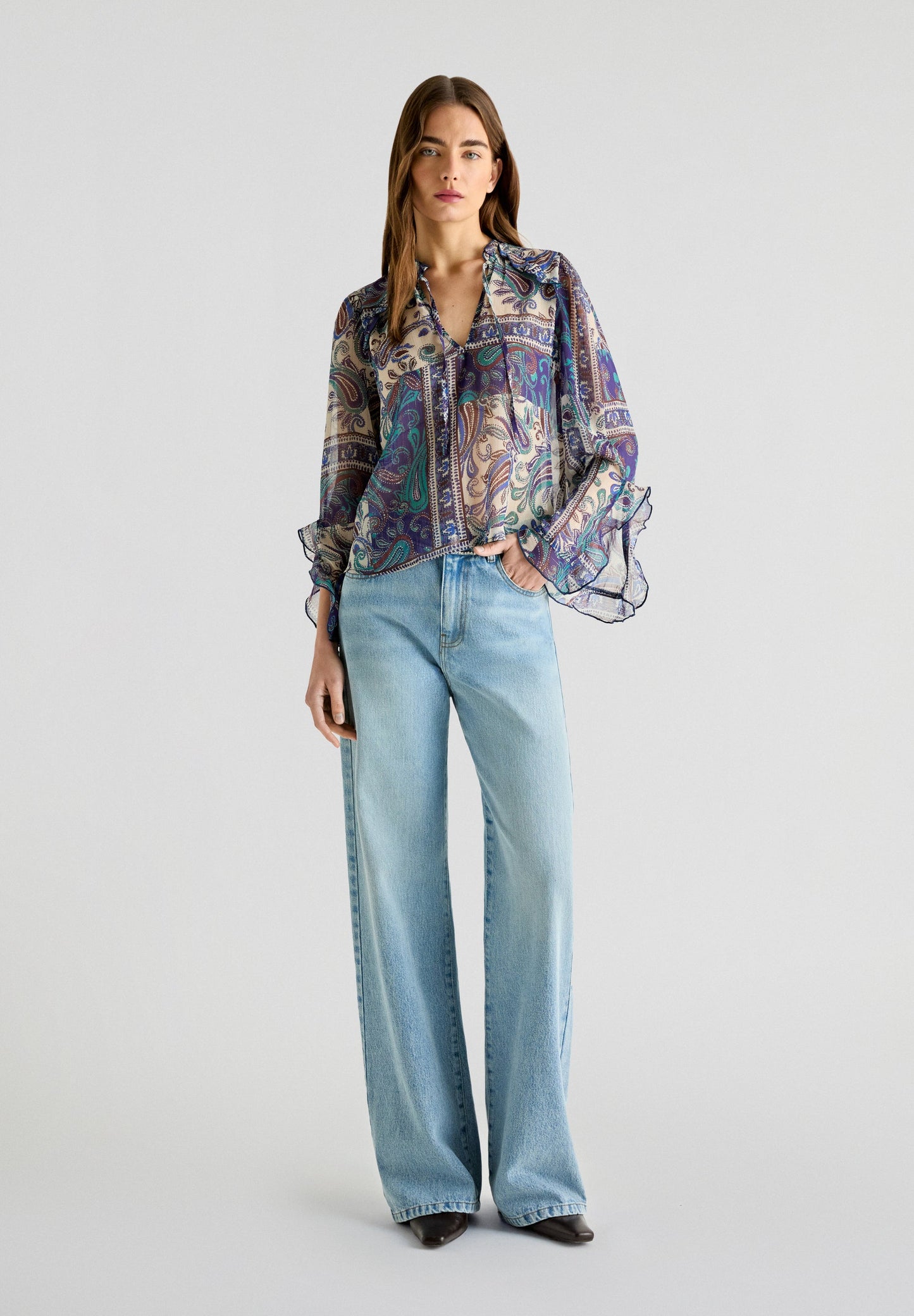 PAISLEY SEMI-SHEER BLOUSE