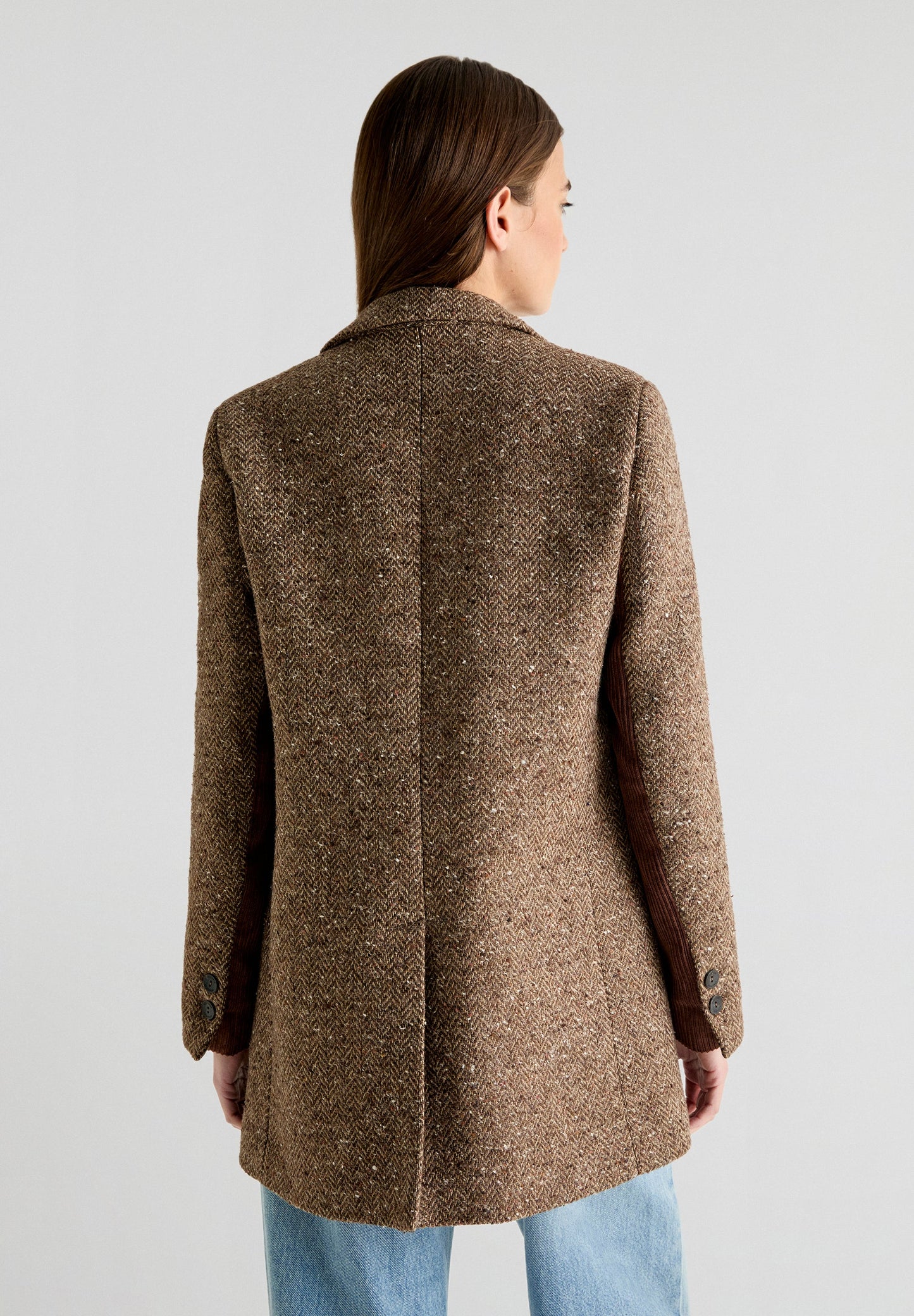 WOOL BLEND HERRINGBONE COAT