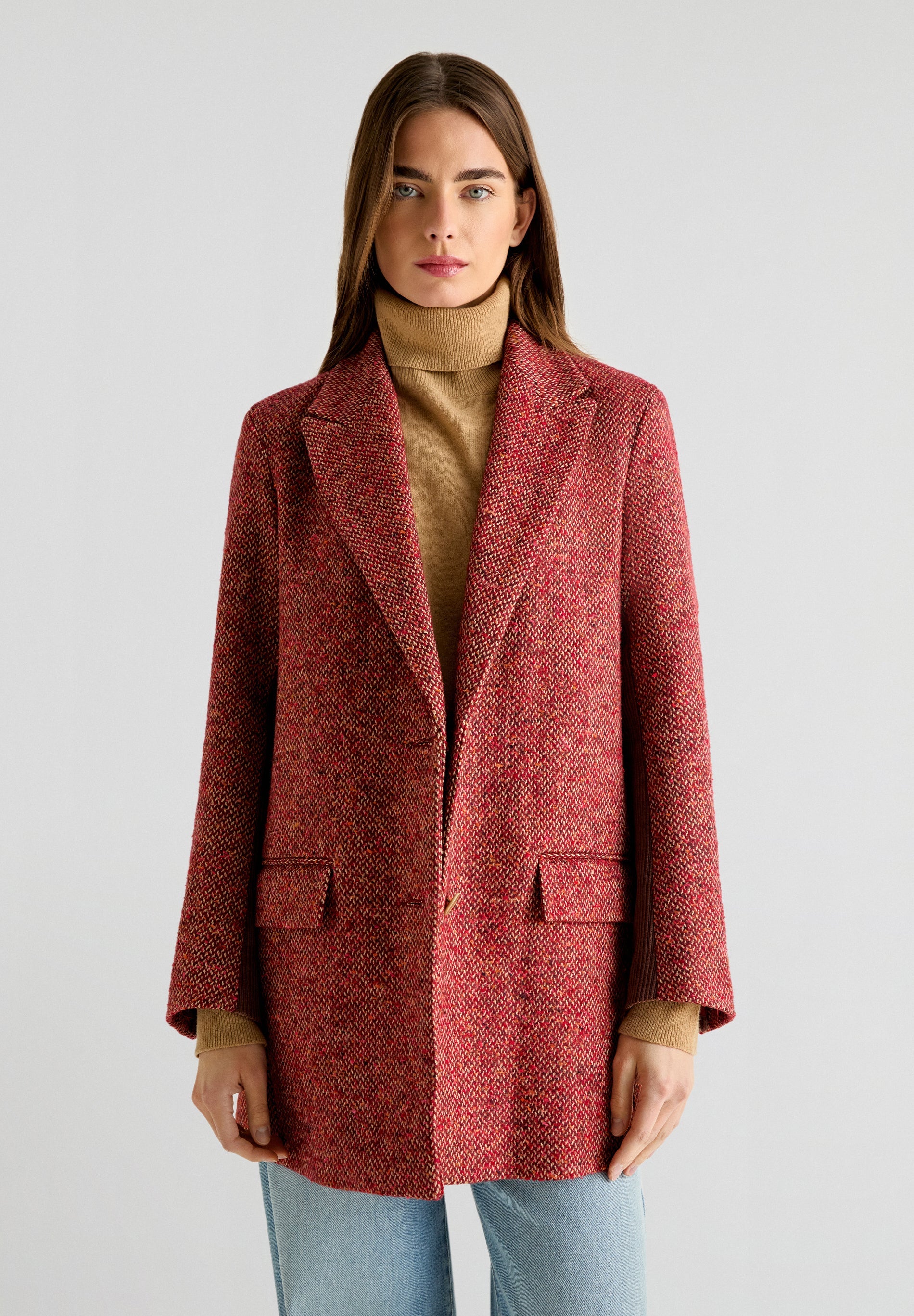 WOOL BLEND HERRINGBONE COAT