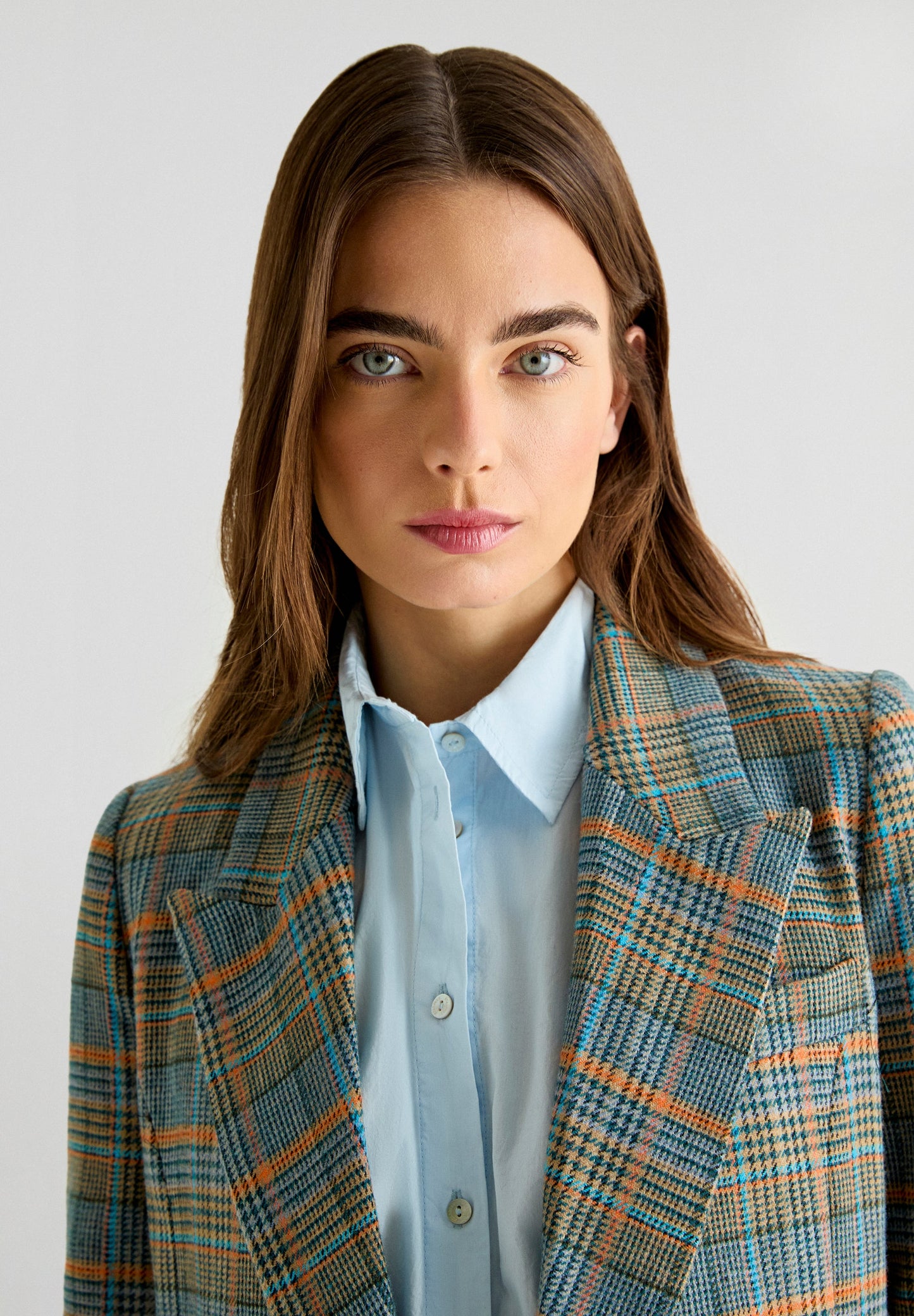 CHECK PEAKED LAPEL BLAZER