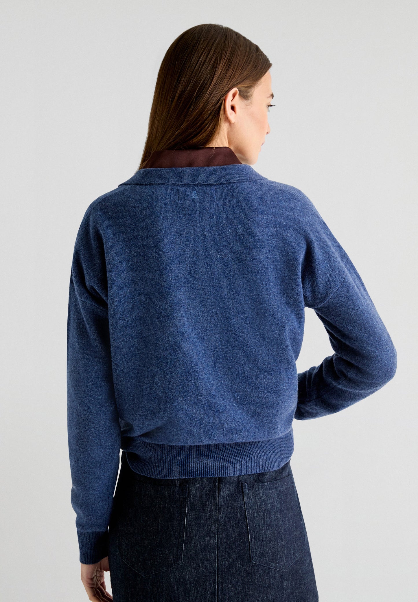 WOOL BLEND POLO SHIRT-STYLE SWEATER