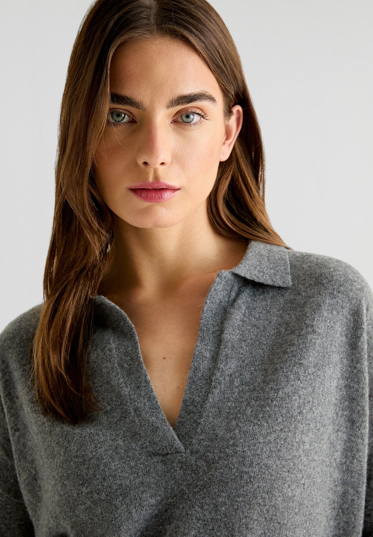 WOOL BLEND POLO SHIRT-STYLE SWEATER