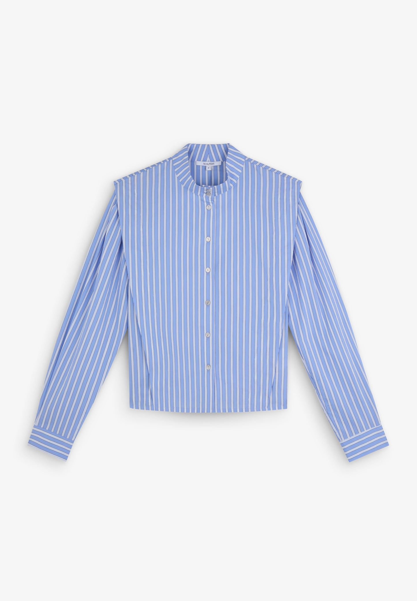 STRIPED SHIRT WITH RUCHED SHOULDER