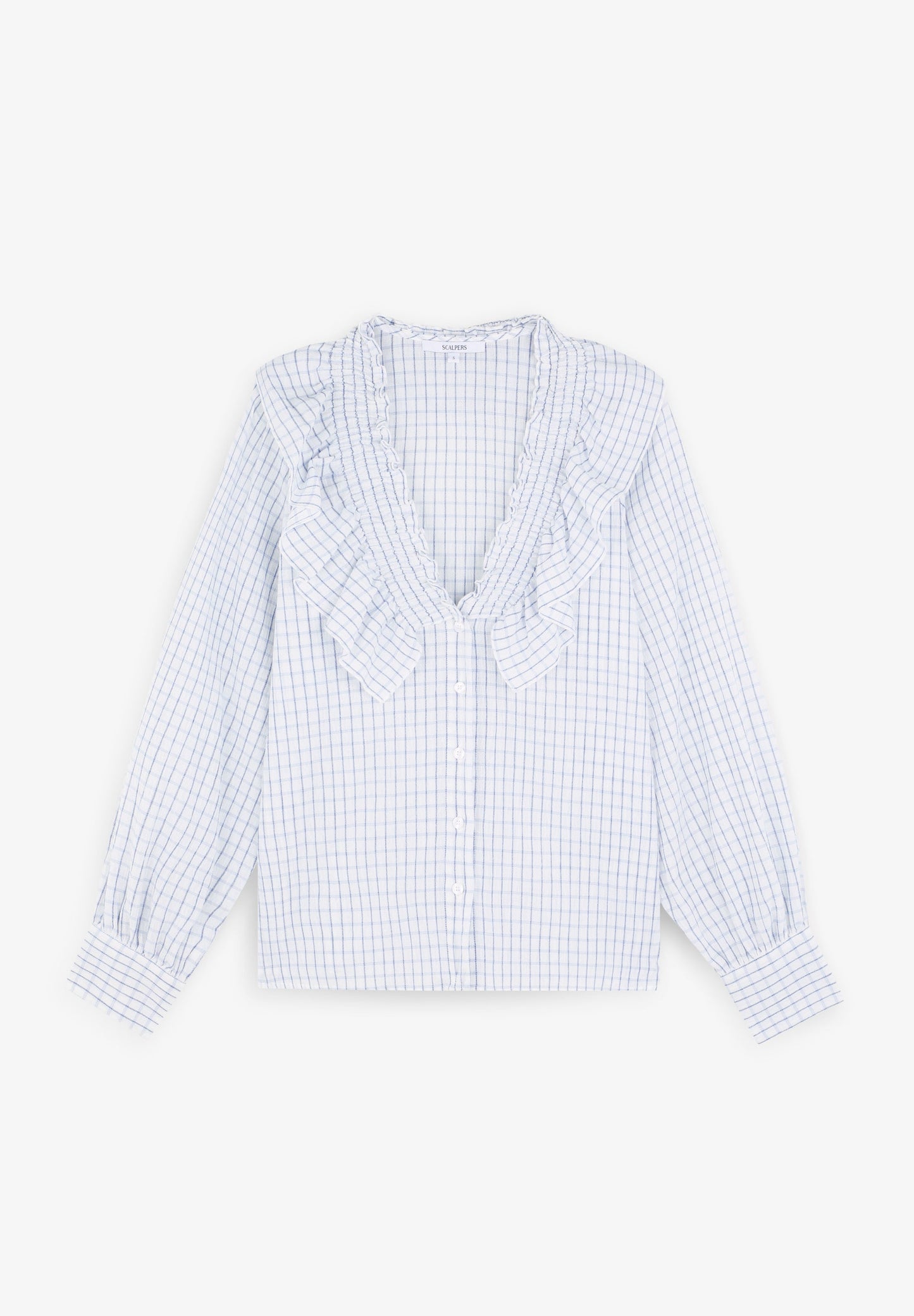 RUFFLED CHECK BLOUSE