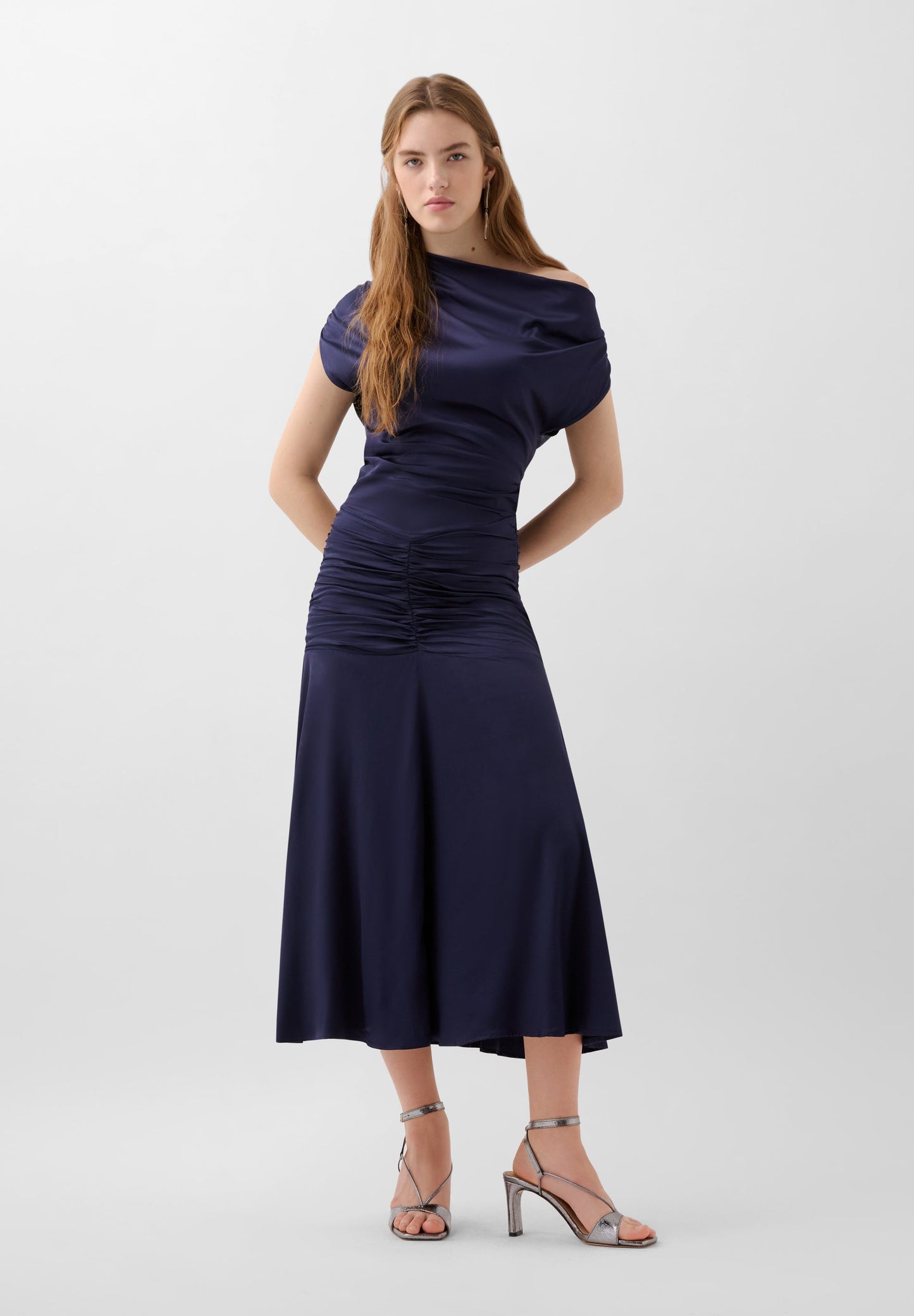 FLOWING SATIN MIDI DRESS