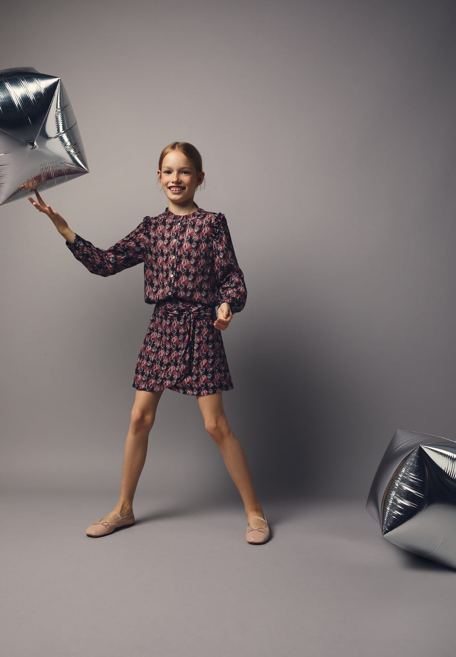 PRINT BLOUSE WITH FRILL