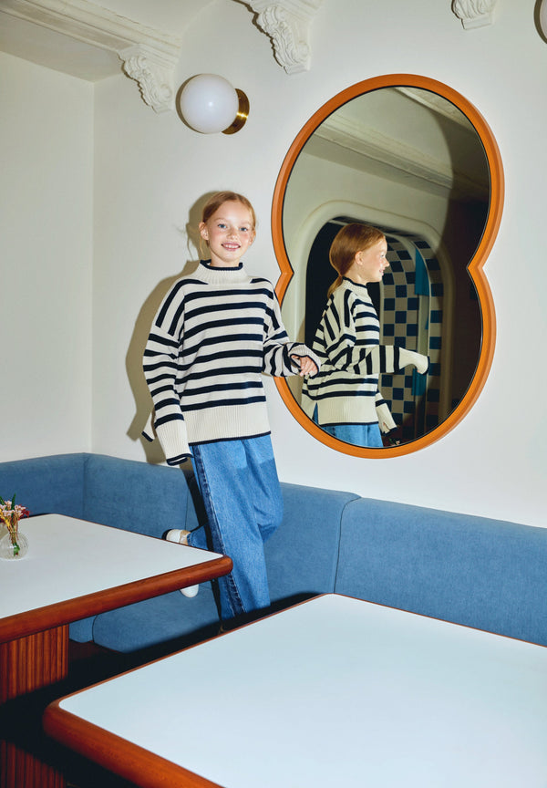 STRIPED HIGH NECK SWEATER