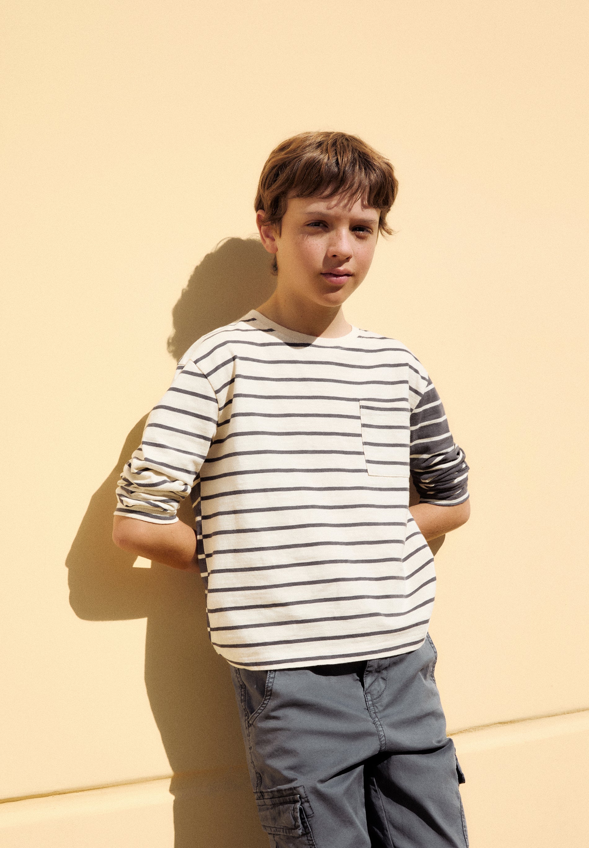 STRIPED T-SHIRT WITH CONTRAST POCKET