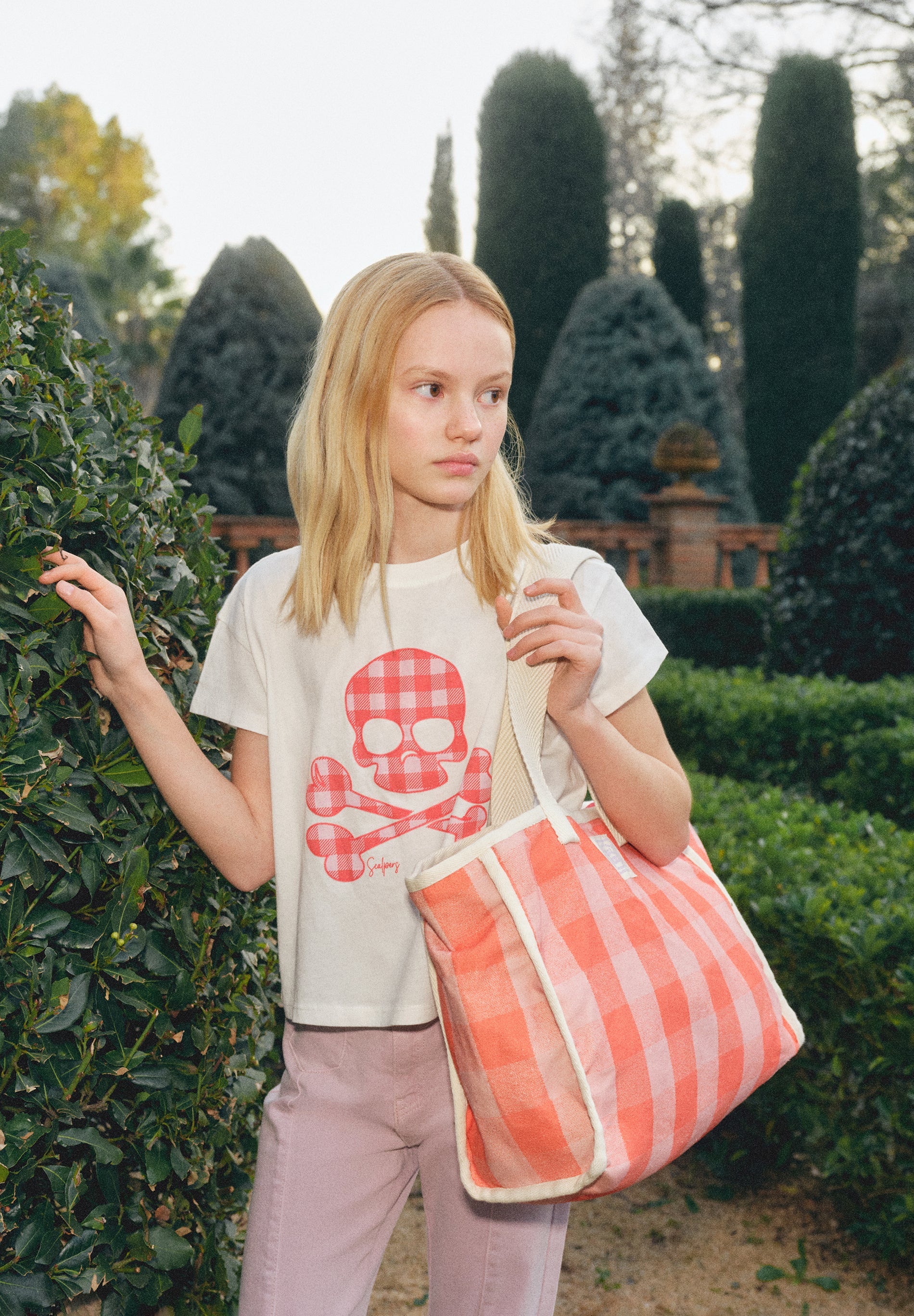 GINGHAM PRINT T-SHIRT