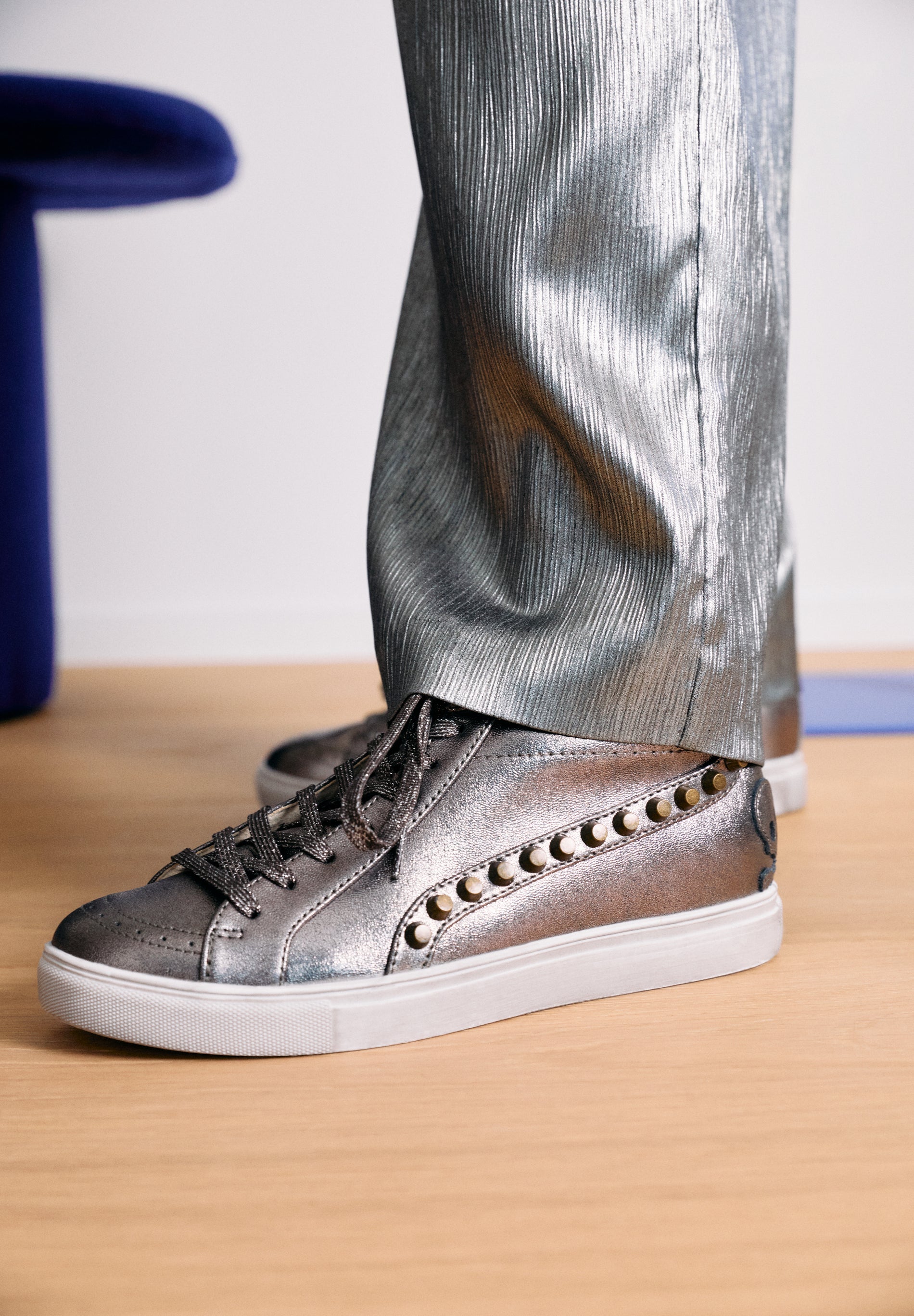 HIGH TOP METALLIC STUDDED SNEAKERS